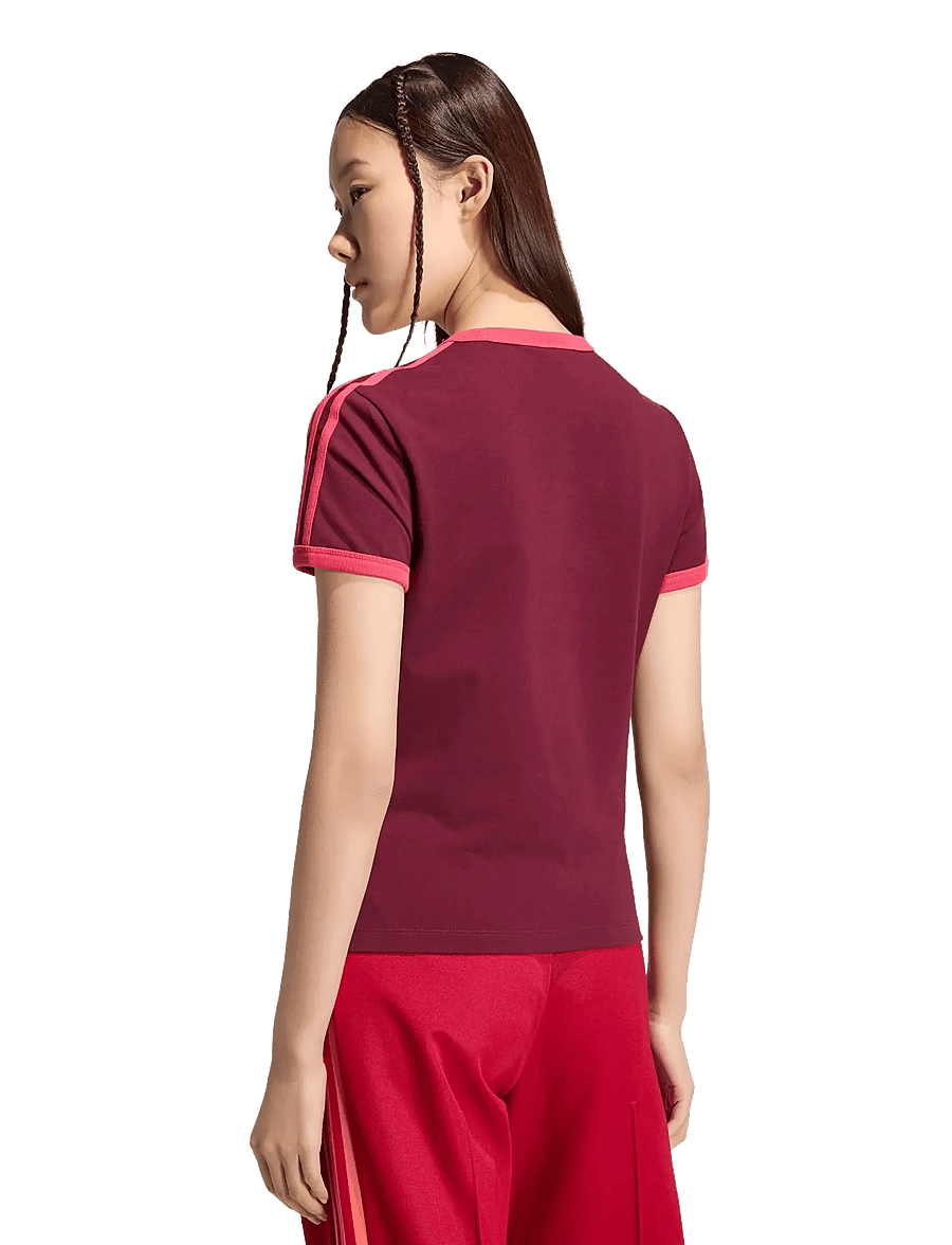 adidas Originals - 3S TEE SLIM - t-shirts - maroon/powpnk - 5