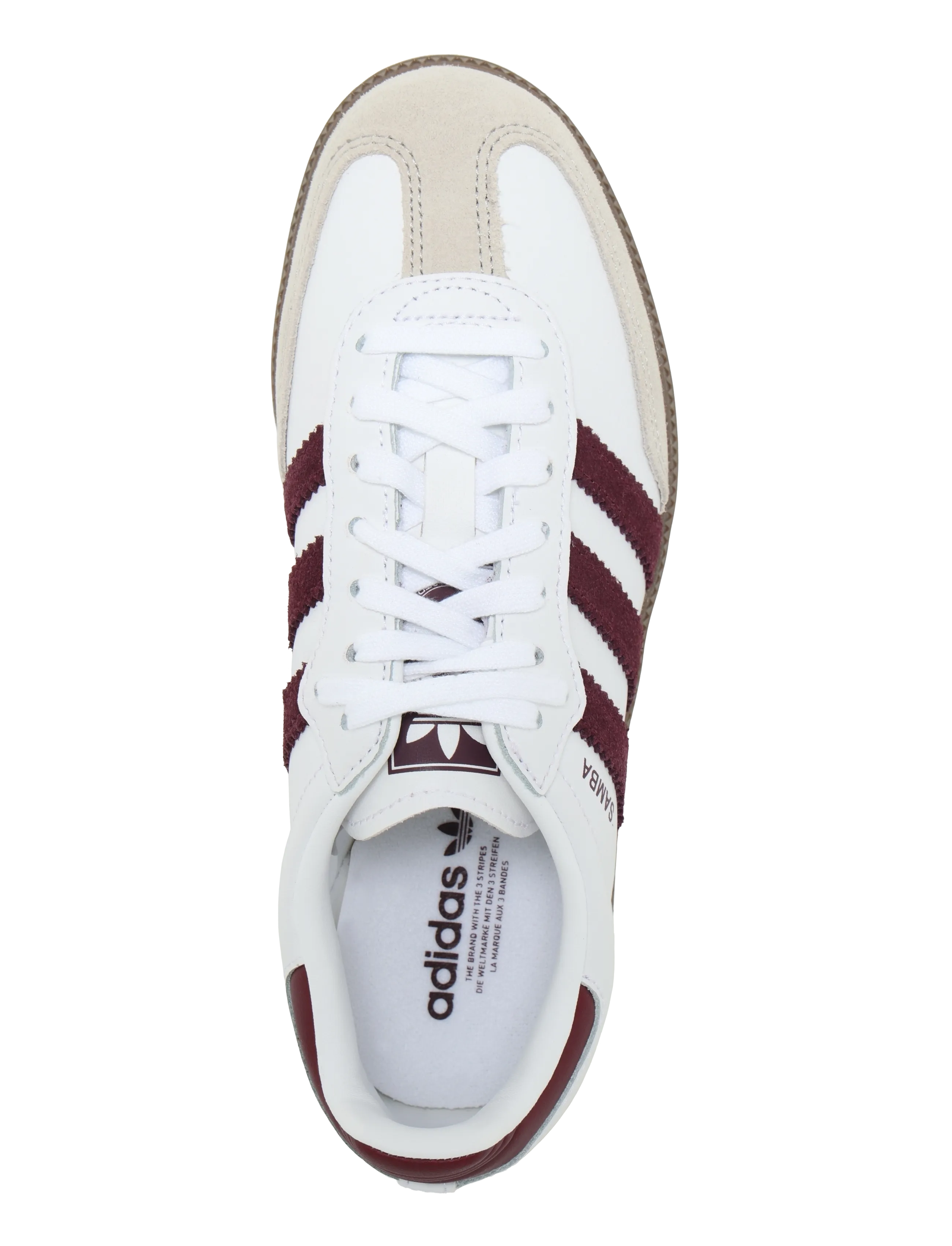adidas Originals - SAMBA OG J - low-top sneakers - ftwwht/maroon/gum5 - 3