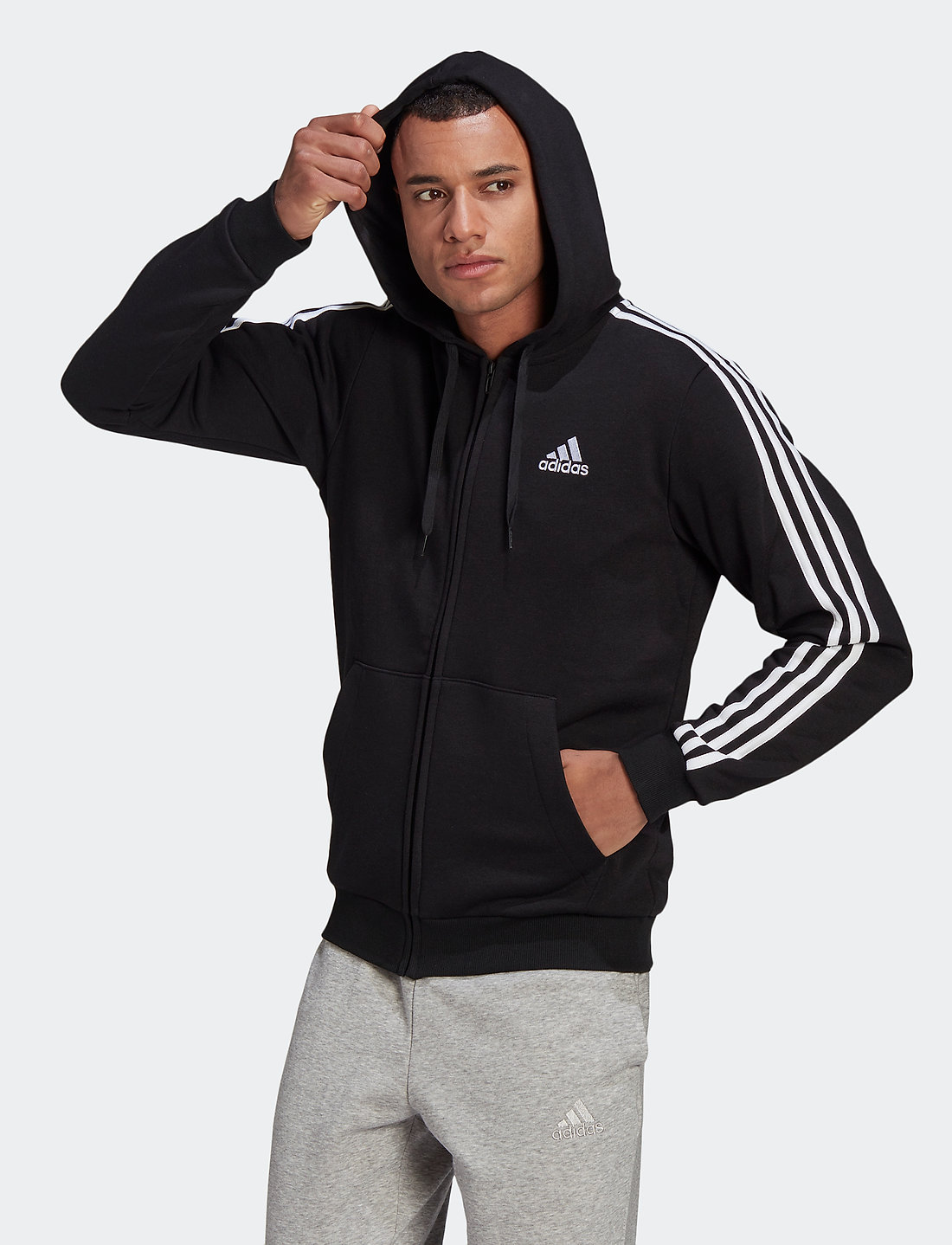 adidas Sportswear Essentials Fleece 3 stripes Full zip Hoodie Hoodies Boozt