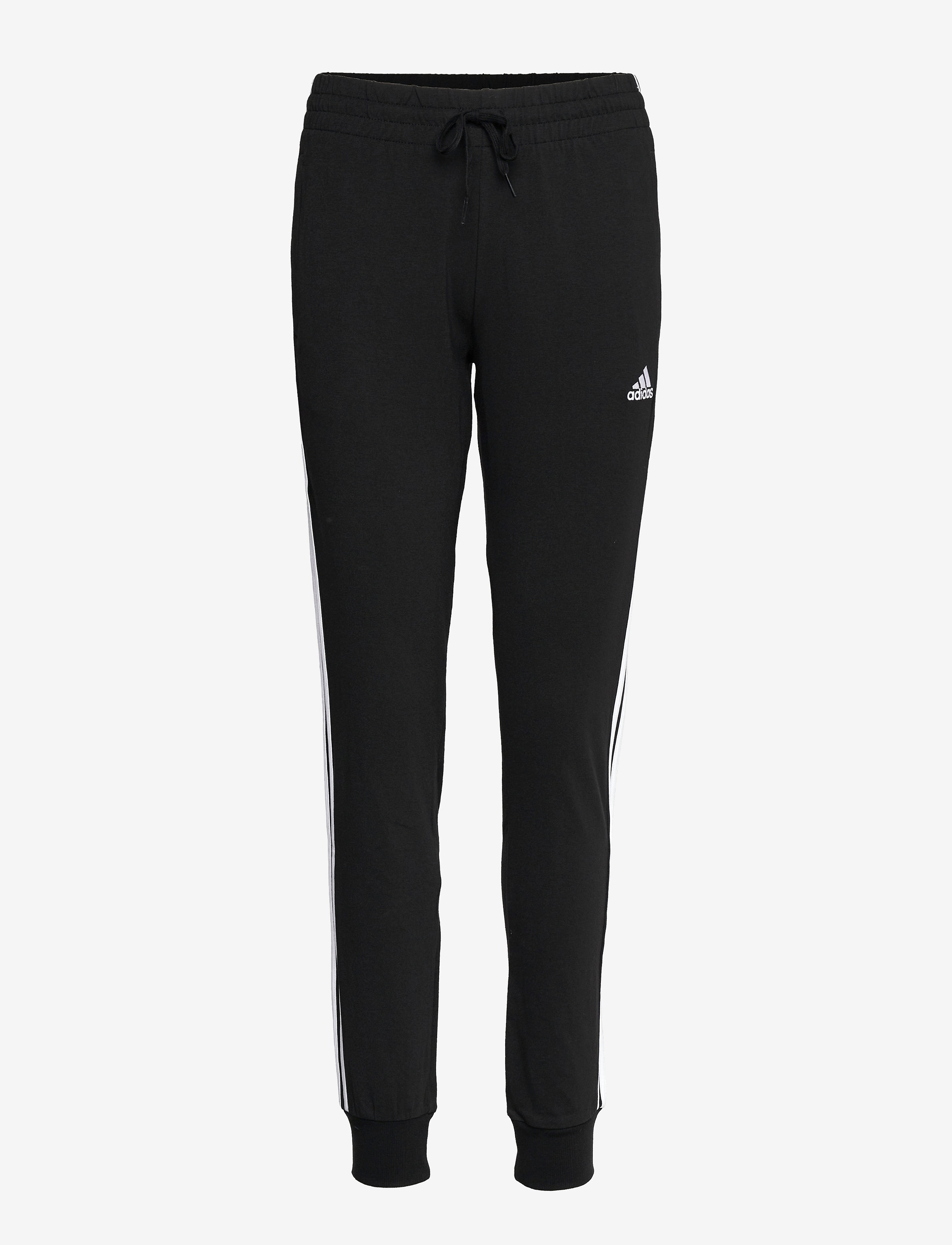 adidas Sportswear ESSENTIALS SINGLE JERSEY 3-STRIPES PANT - Sweatpants - BLACK/WHITE / black