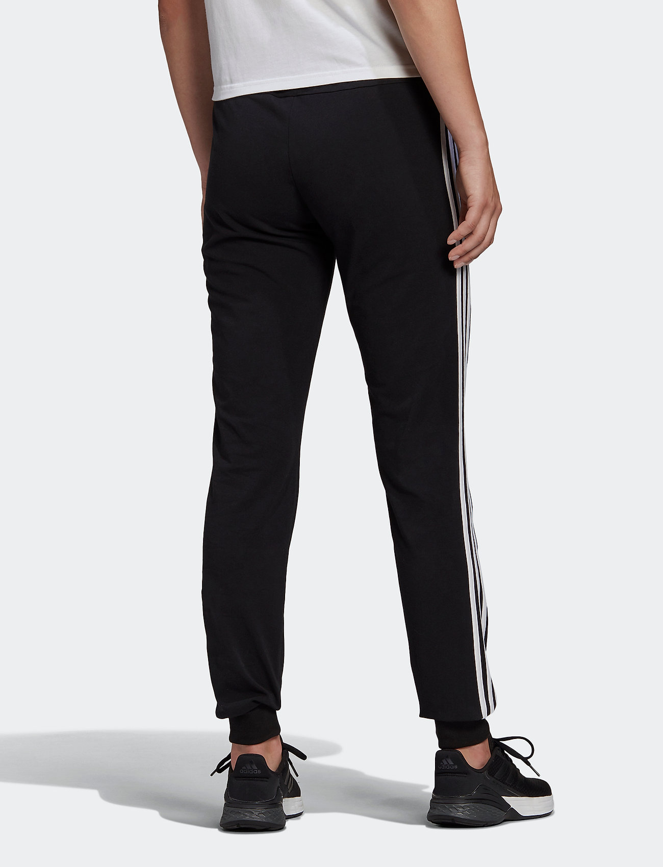 adidas Sportswear - ESSENTIALS SINGLE JERSEY 3-STRIPES PANT - black/white - 5
