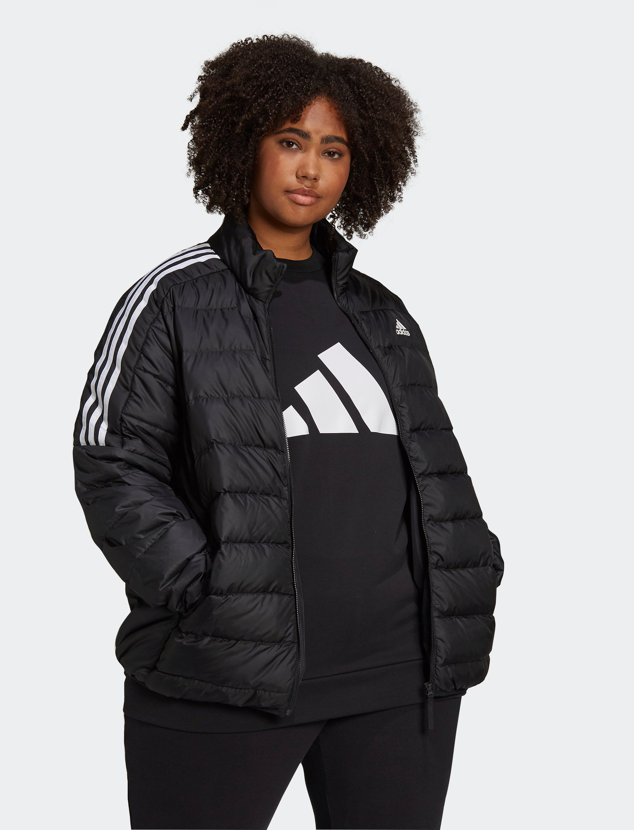 adidas Sportswear - Essentials Light Down Jacket (Plus Size) - gewatteerde jassen - black - 0