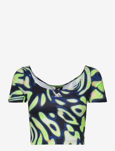 Vibrant Print Crop T-Shirt, adidas Sportswear