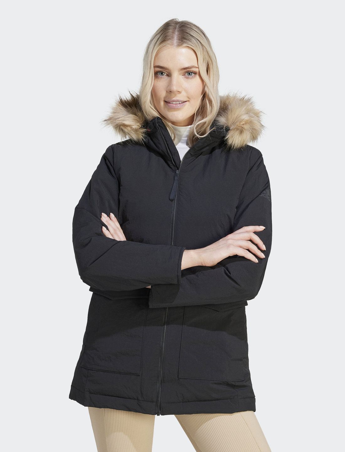 Adidas fur top jacket womens