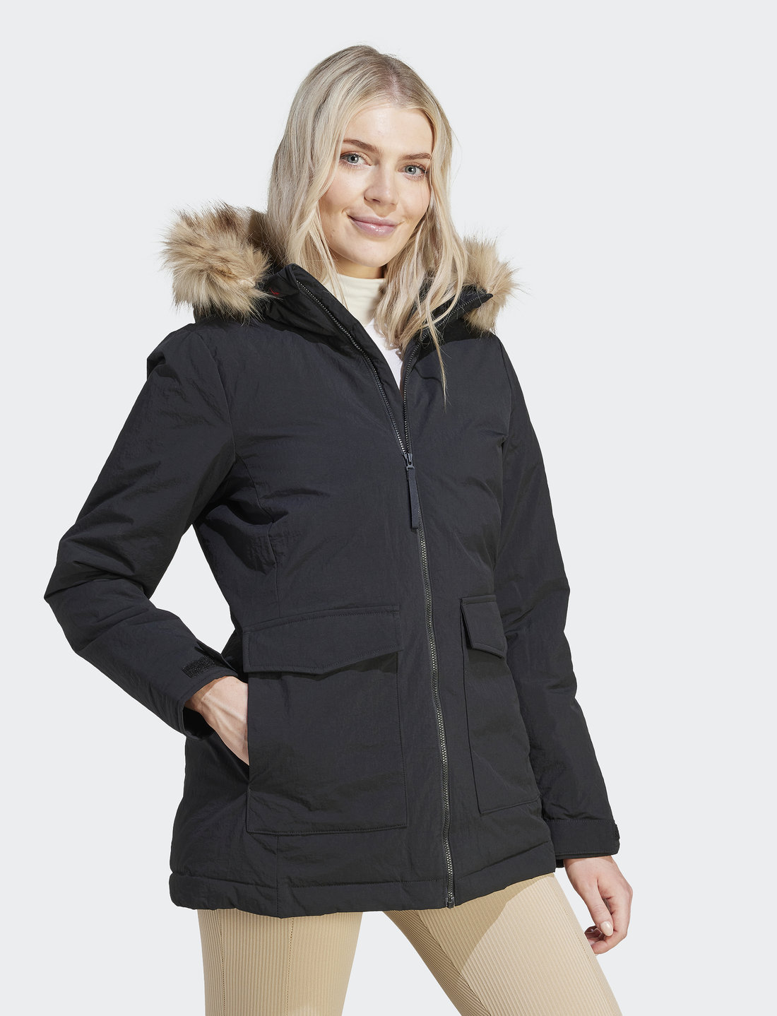 Black adidas winter jacket sales