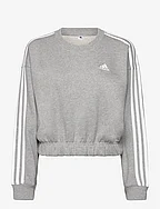 Essentials 3-Stripes Crop Sweatshirt - MGREYH/WHITE