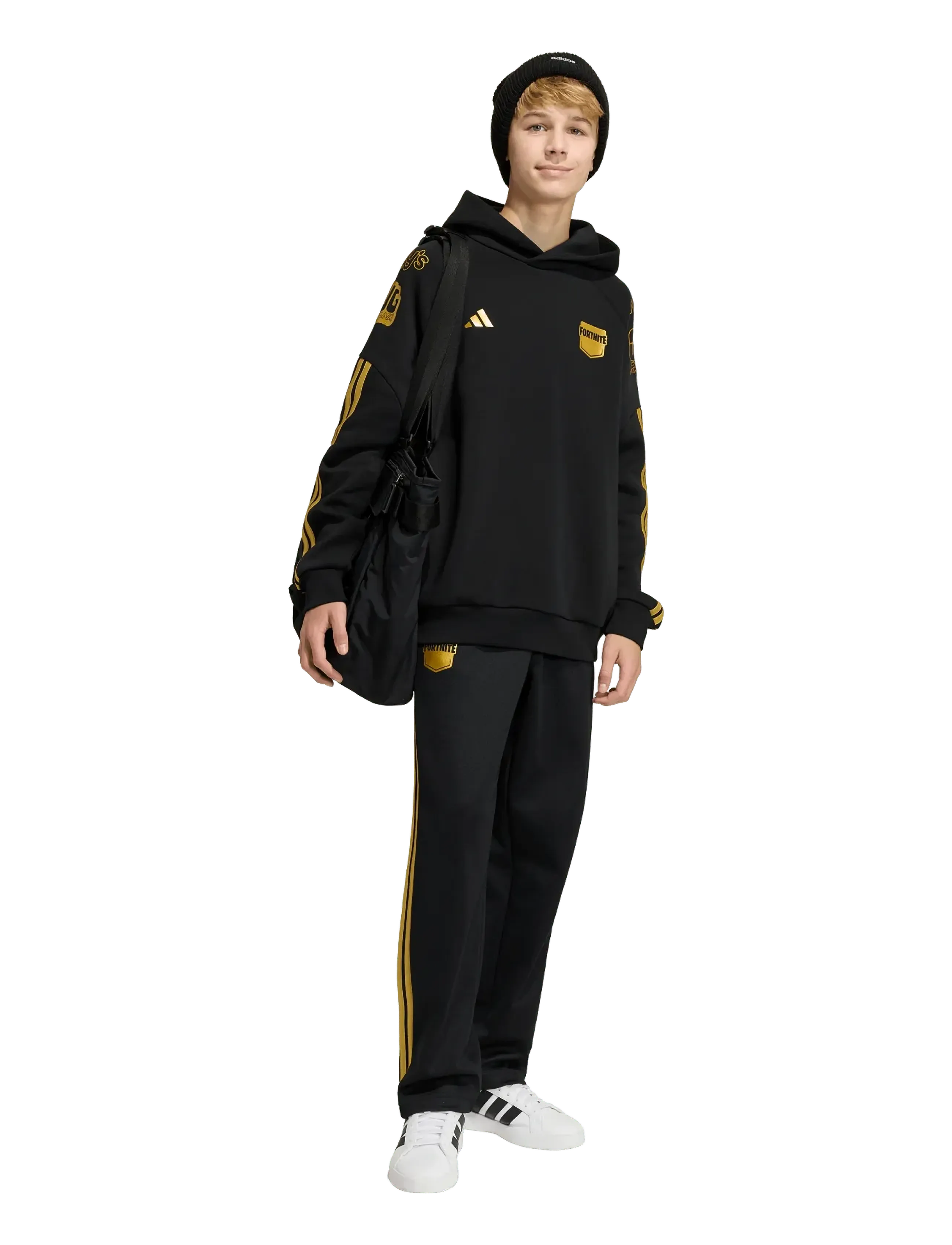 adidas Sportswear J FN HD - Sweatshirts & Kapuzenpullover - BLACK/GOLDMT / black