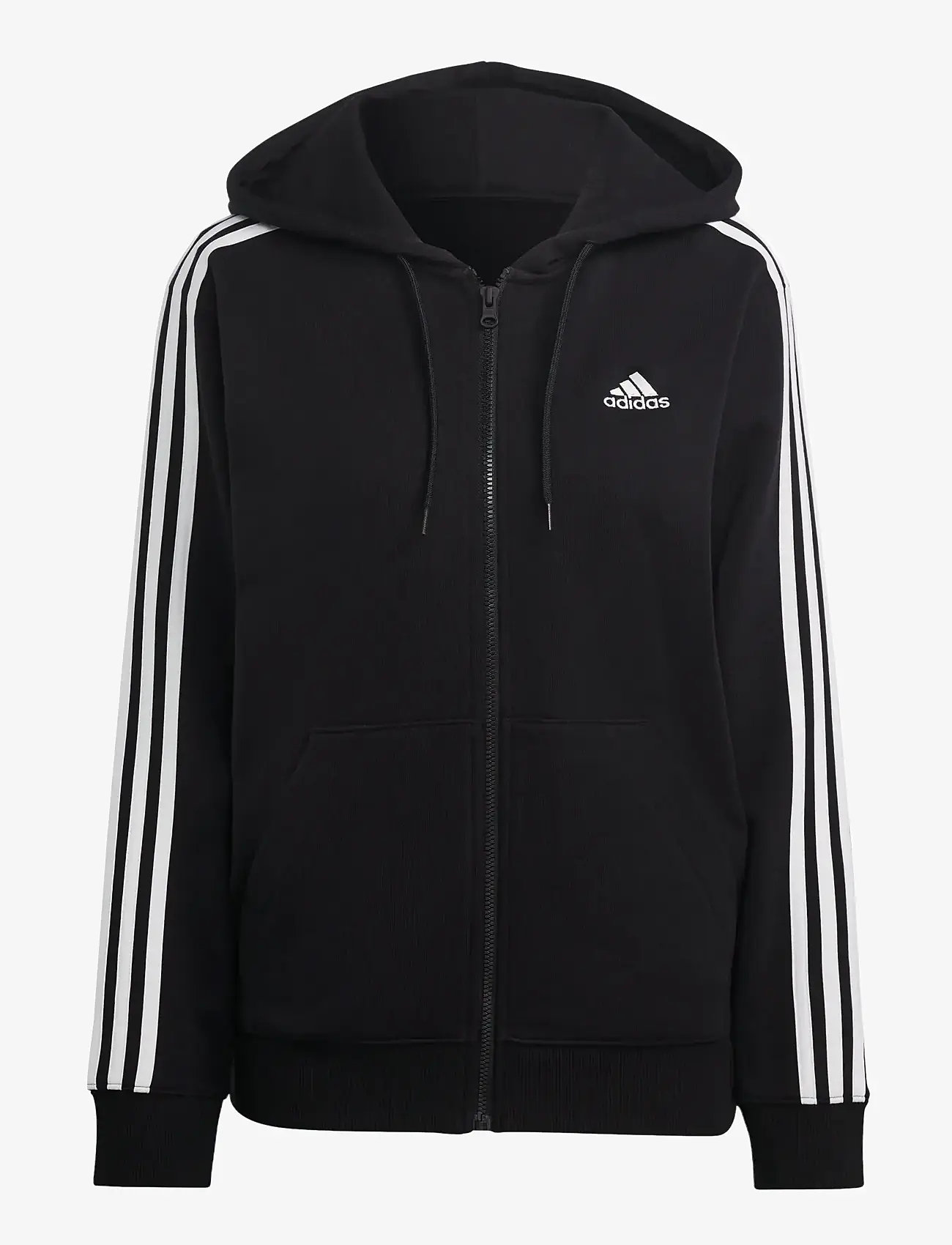 adidas Sportswear - W 3S FT FZ R HD - huvtröjor - black/white - 0