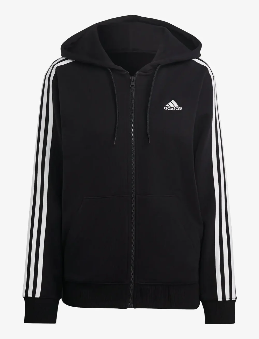 adidas Sportswear - W 3S FT FZ R HD - huvtröjor - black/white - 0