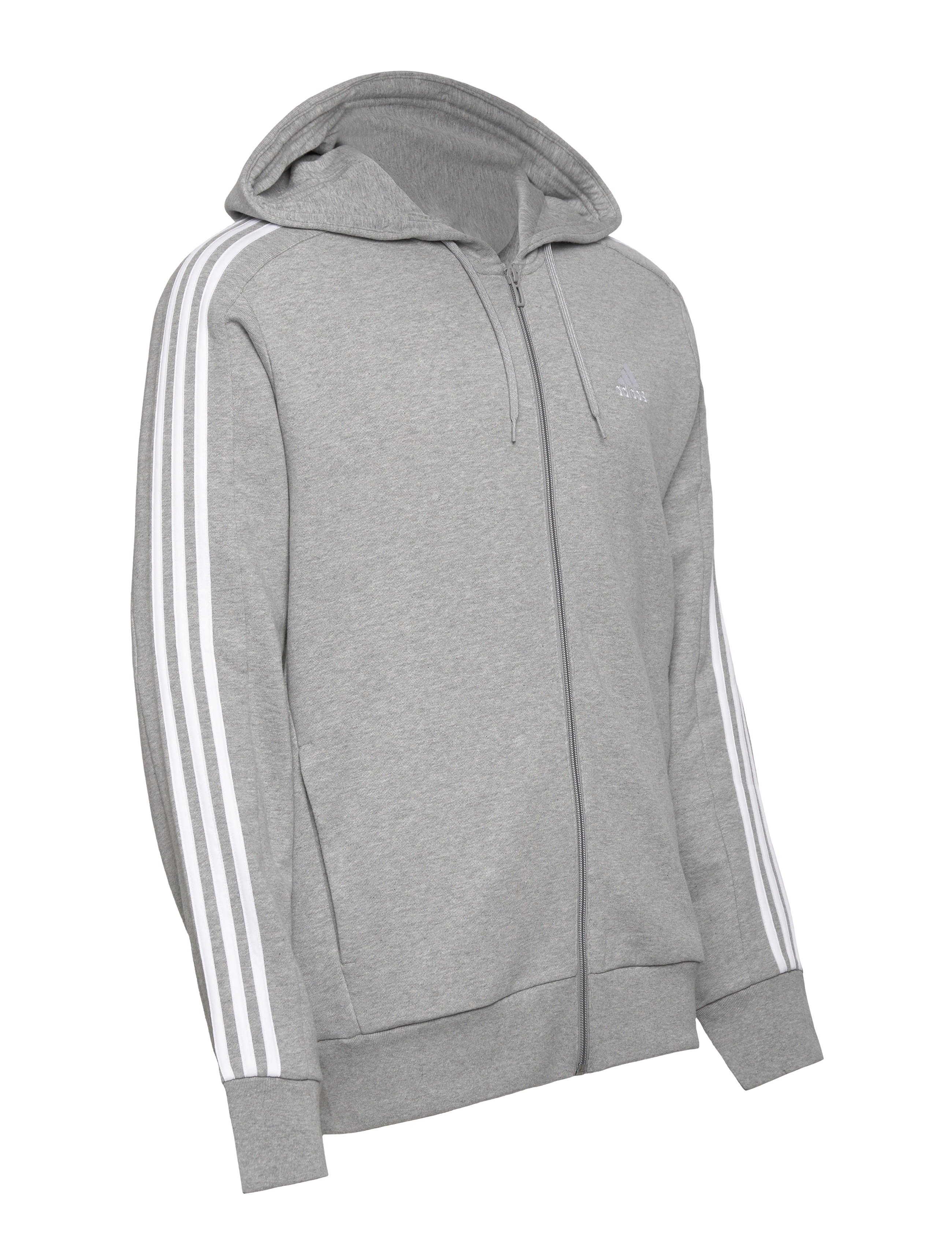 adidas Sportswear - M 3S FT FZ HD - mgreyh/white - 3
