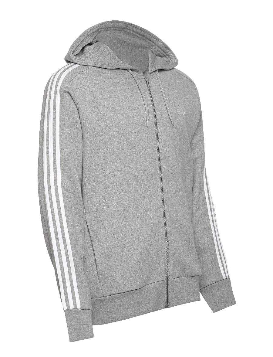 adidas Sportswear - M 3S FT FZ HD - mgreyh/white - 3