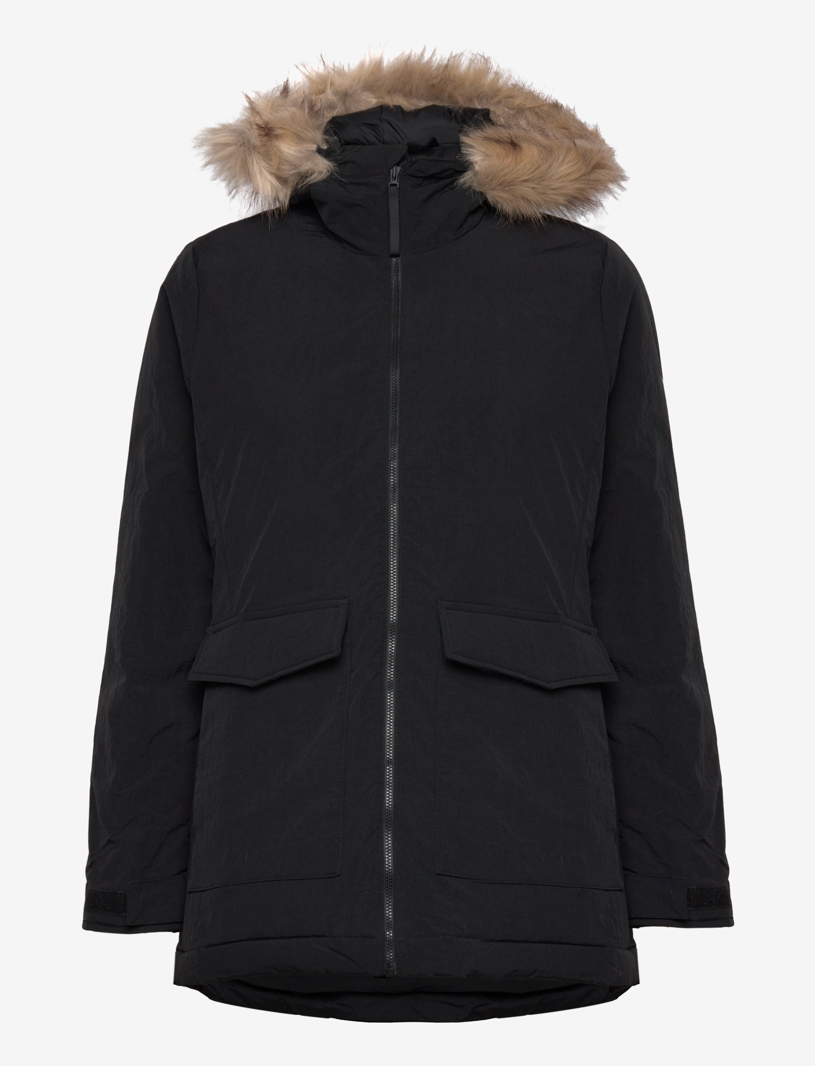 Hooded Fur Parka - BLACK