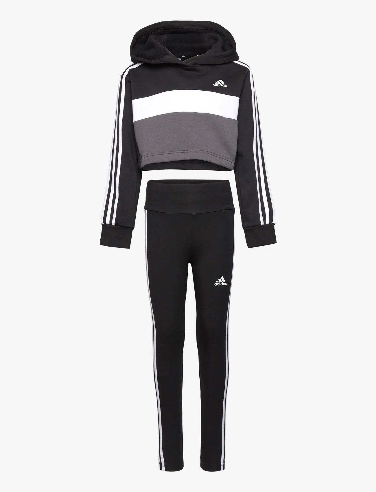 adidas Sportswear - JG 3S TIB FL TS - tracksuits - black/white/grefiv - 0