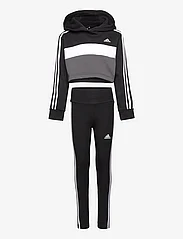 adidas Sportswear - JG 3S TIB FL TS - tracksuits - black/white/grefiv - 0