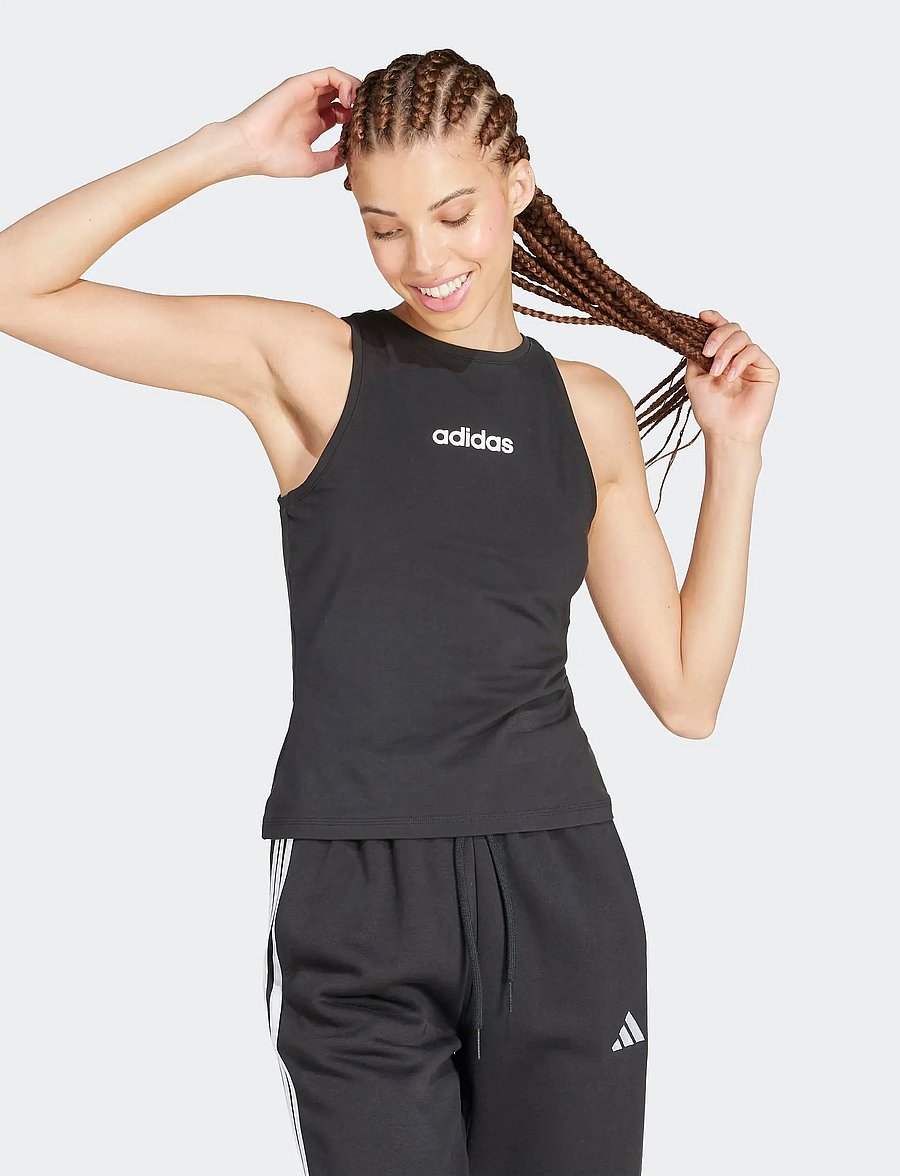 adidas Sportswear - W LIN SJ TK - tank tops - black/white - 0