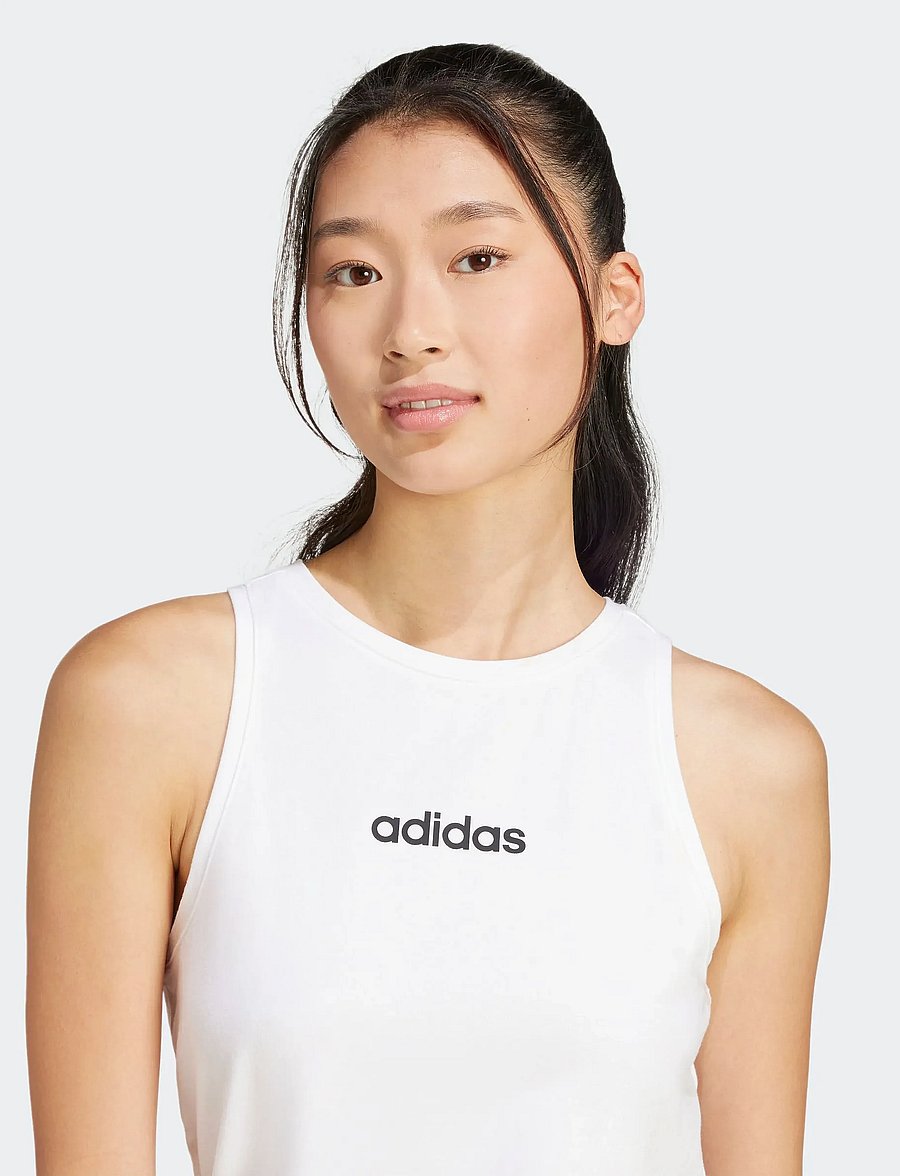 adidas Sportswear - W LIN SJ TK - tank tops - white/black - 3