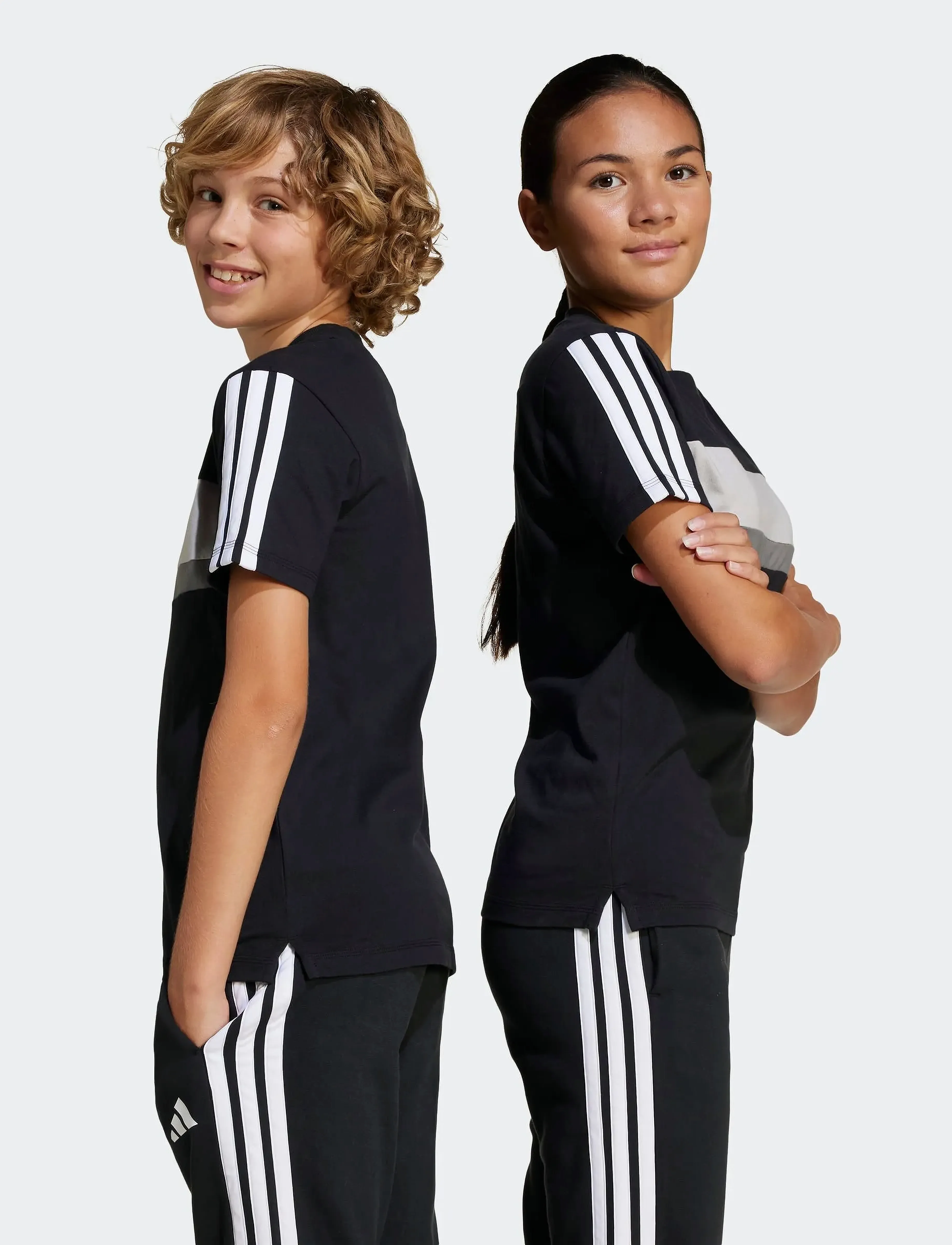 adidas Sportswear - J 3S TIB T - short-sleeved t-shirts - black/white - 5