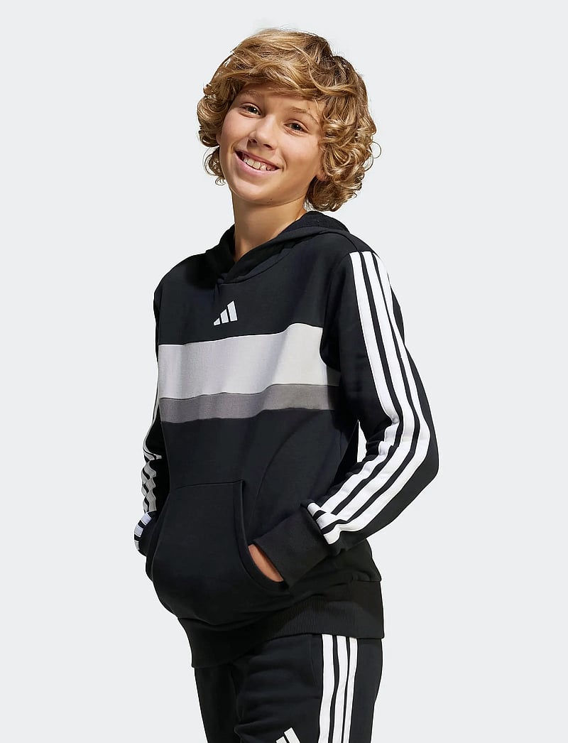 adidas Sportswear - J 3S TIB FL HD - džemperi ar kapuci - black/white/gretwo - 0