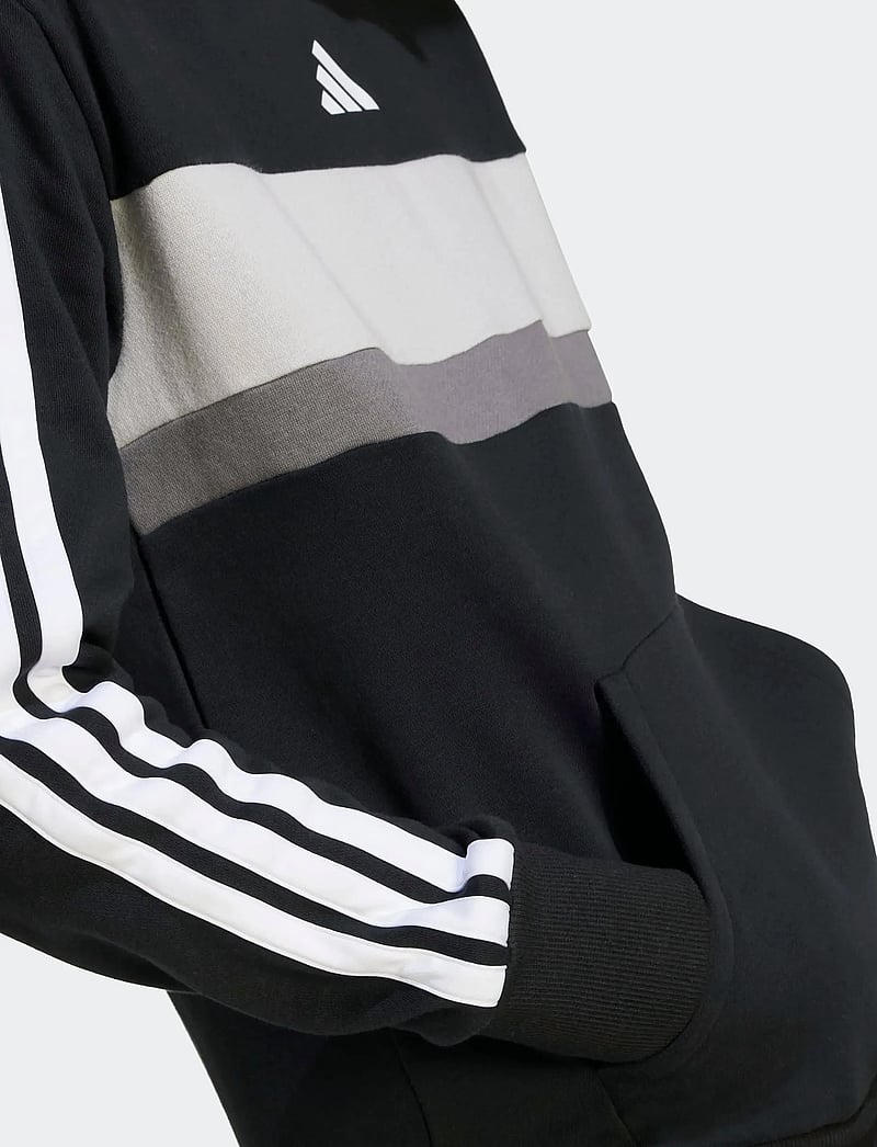 adidas Sportswear - J 3S TIB FL HD - džemperi ar kapuci - black/white/gretwo - 4