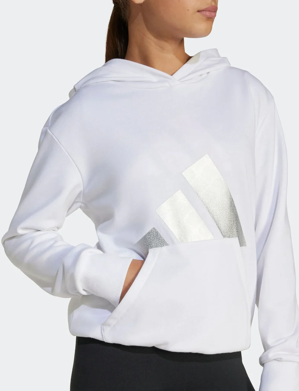 adidas Sportswear - JG GLAM HD - kapuutsiga dressipluusid - white/silvmt - 3