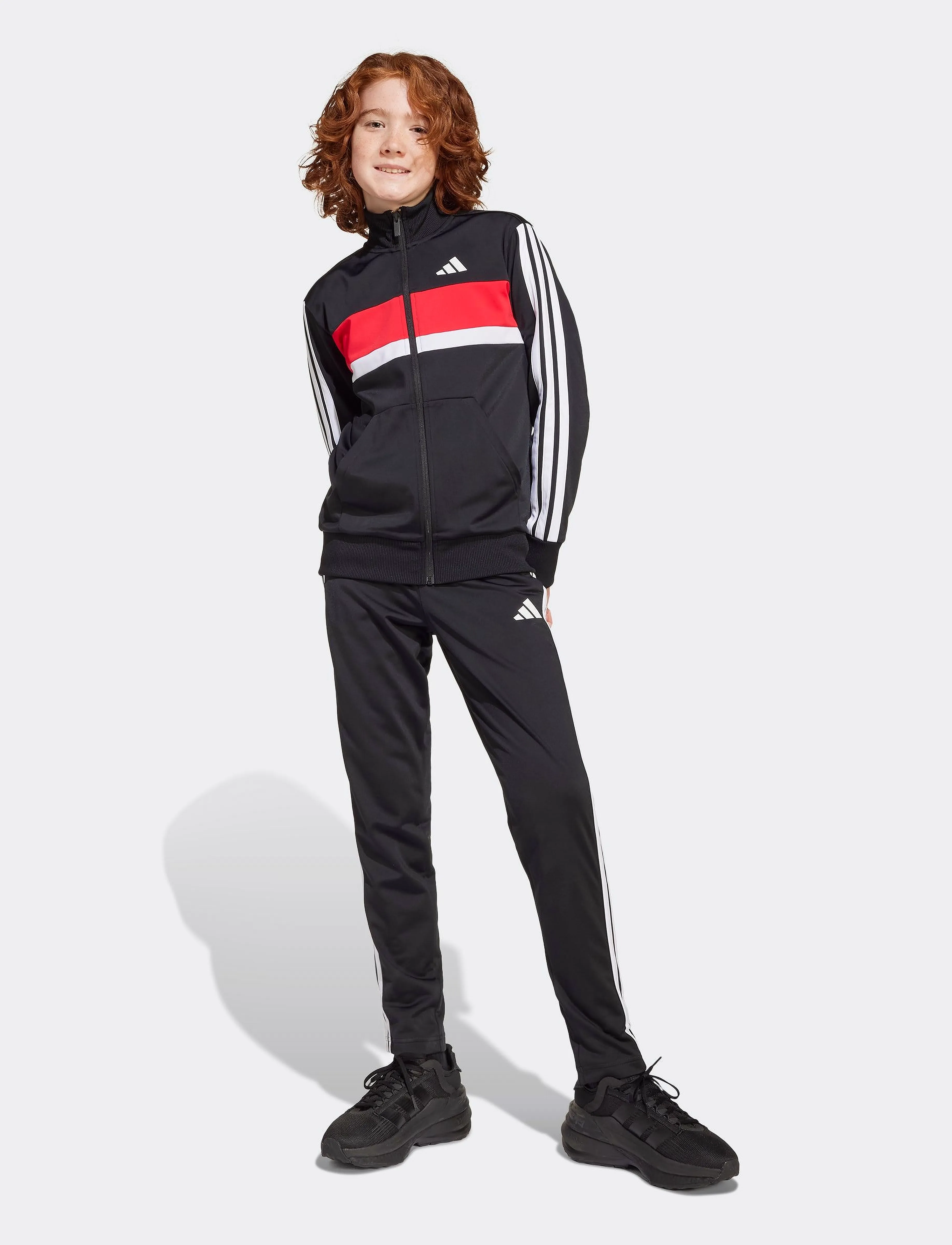 adidas Sportswear J 3S TIBERIO TS - Tracksuits - BLACK/WHITE/PURRUB / black