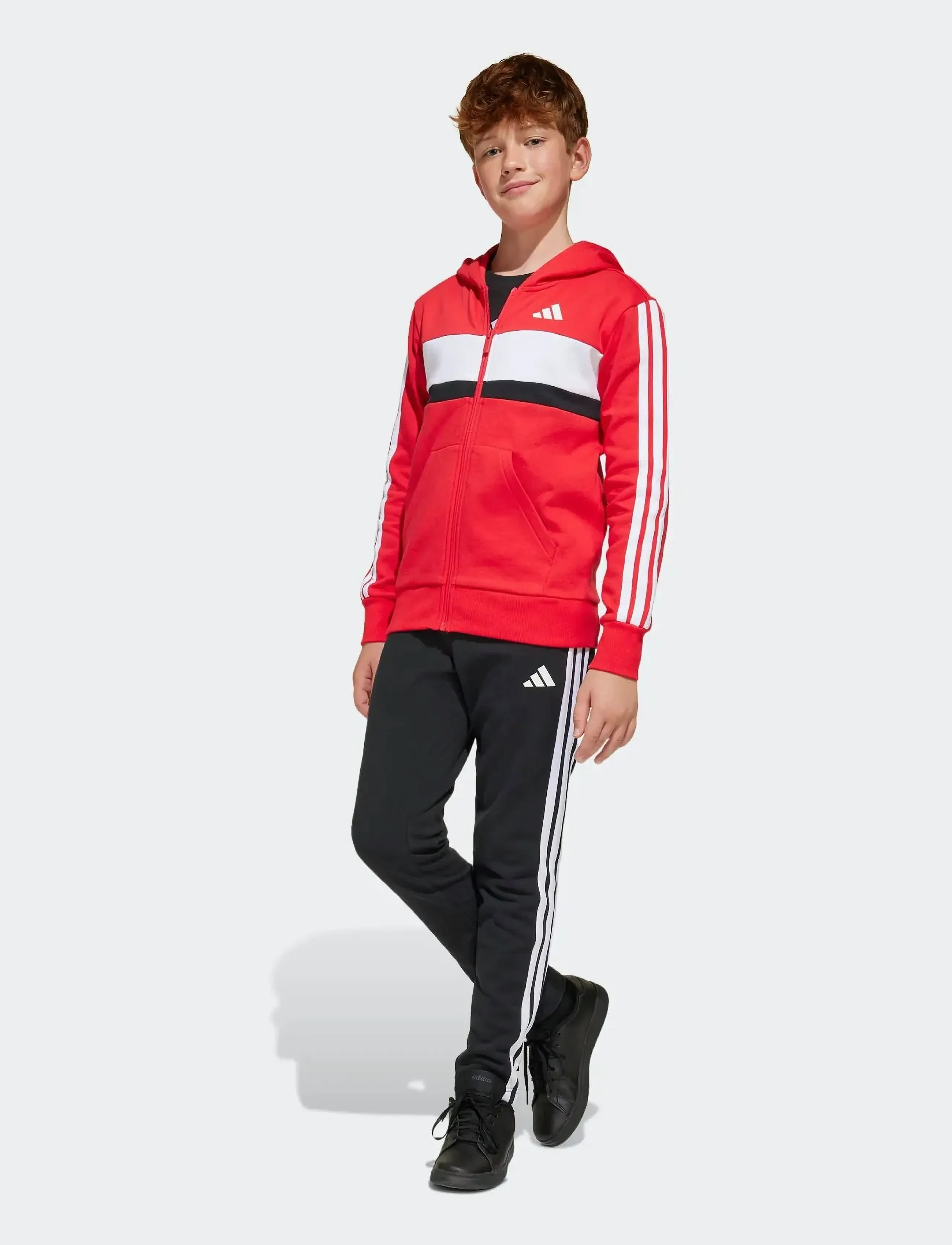 adidas Sportswear J 3S TIB FL TS - Tracksuits - PURRUB/WHITE / red