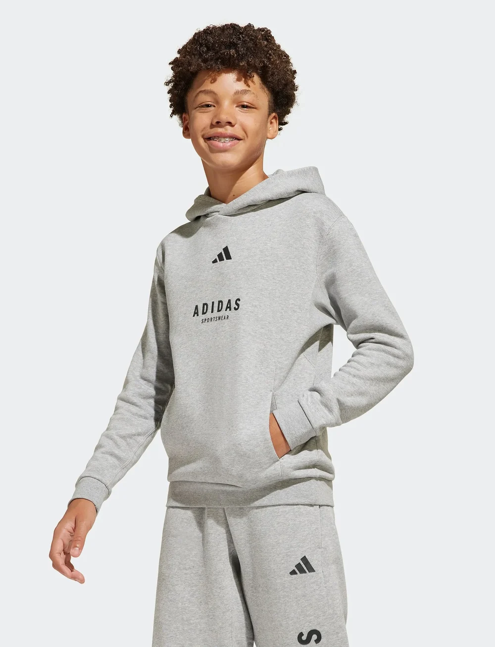 adidas Sportswear - J ALLSZN GFX HD - kapuzenpullover - mgreyh/black - 0