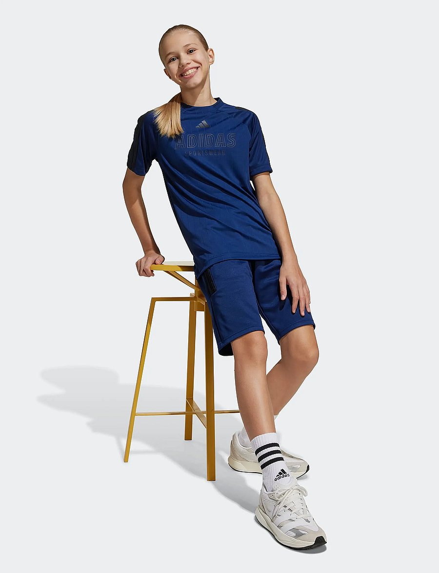adidas Sportswear - J HOT TEE - sportoberteile - dkblue/black - 0