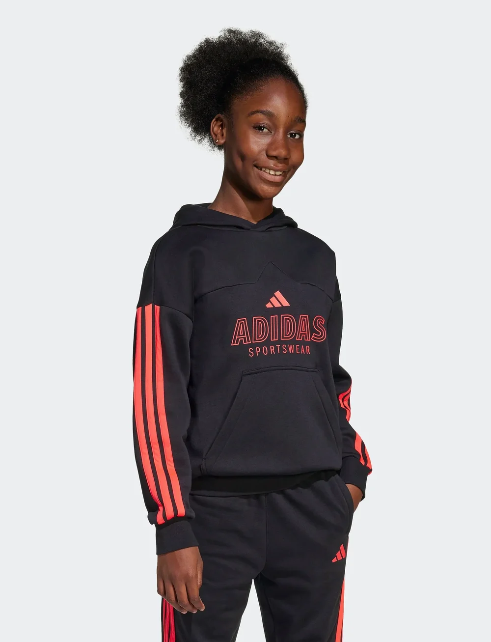 adidas Sportswear - J HOT FL HOOD - kapuzenpullover - black/lucred - 0
