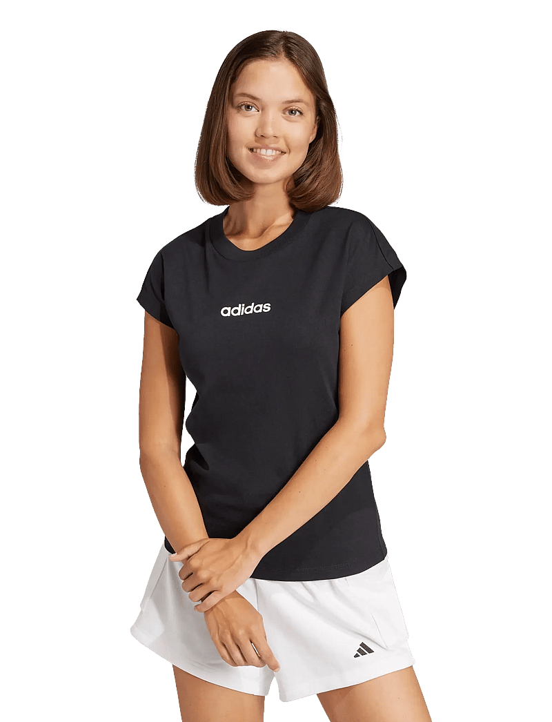 adidas Sportswear - W LIN SJ T - t-shirts - black/white - 3