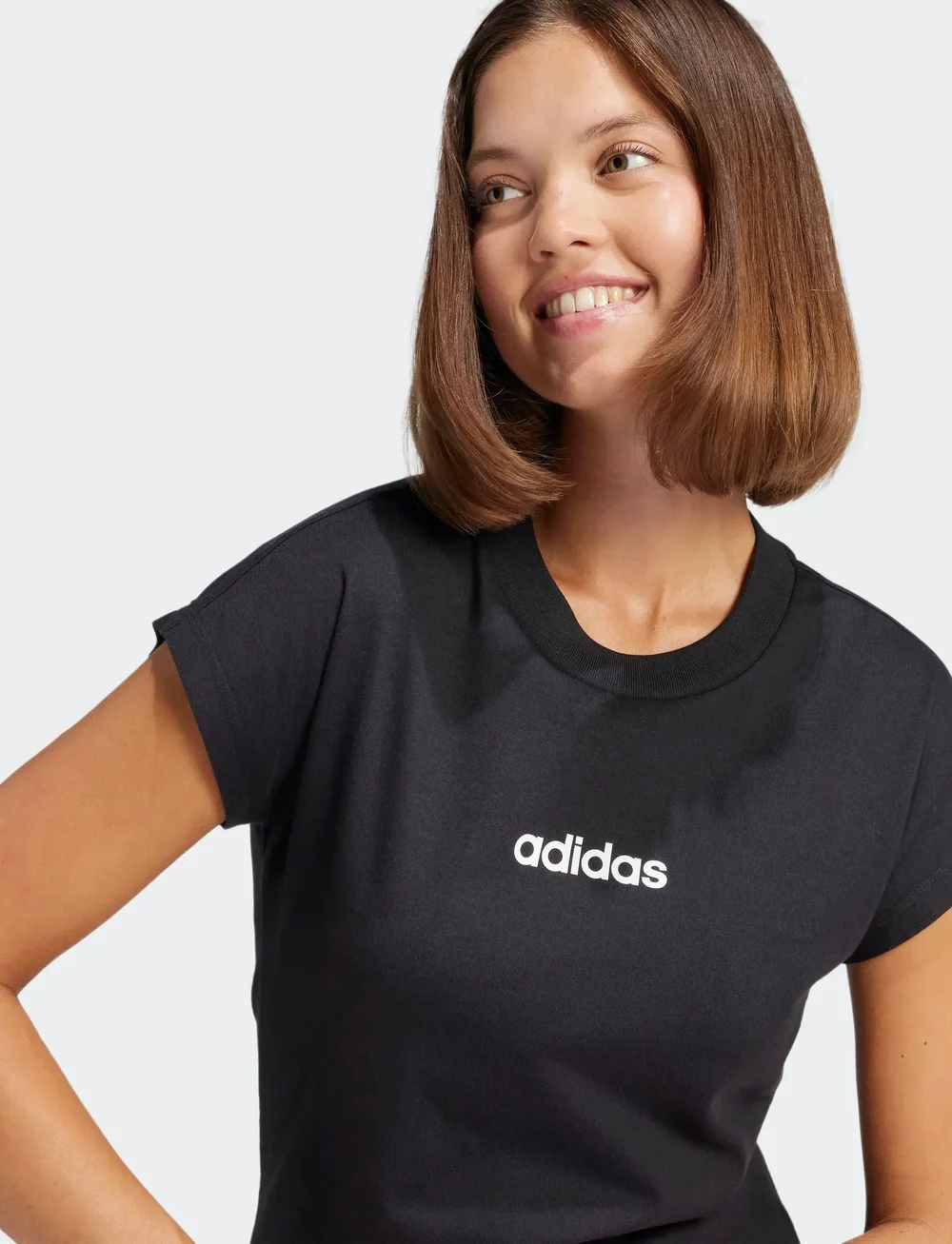 adidas Sportswear - W LIN SJ T - t-shirts - black/white - 4