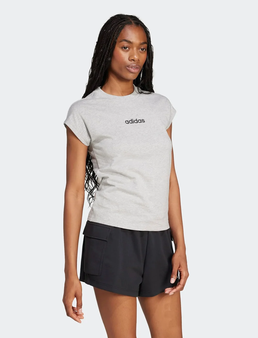 adidas Sportswear - W LIN SJ T - t-shirts - mgreyh/black - 0