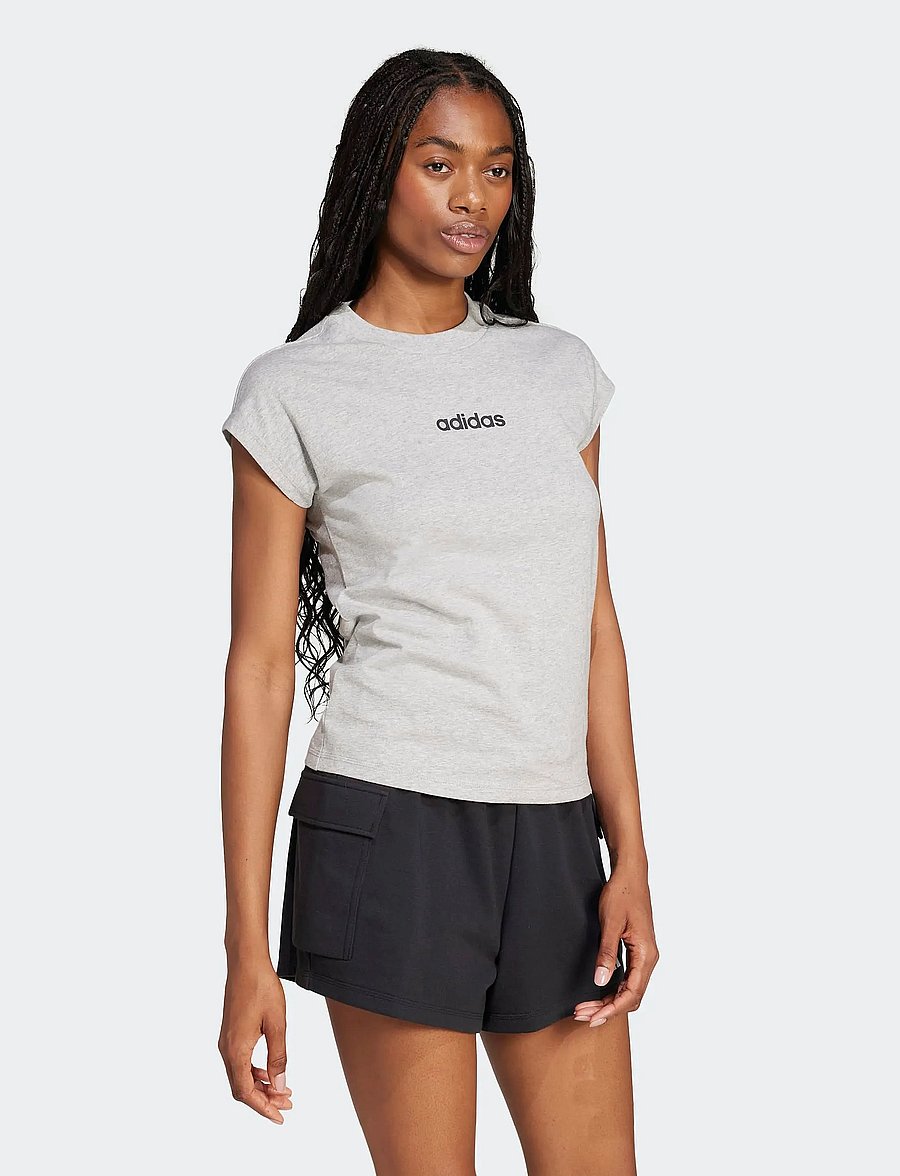 adidas Sportswear - W LIN SJ T - t-shirts - mgreyh/black - 0