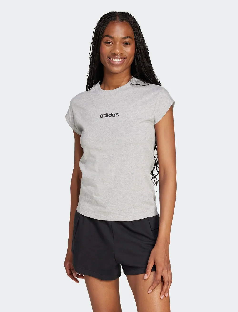 adidas Sportswear - W LIN SJ T - t-shirts - mgreyh/black - 3