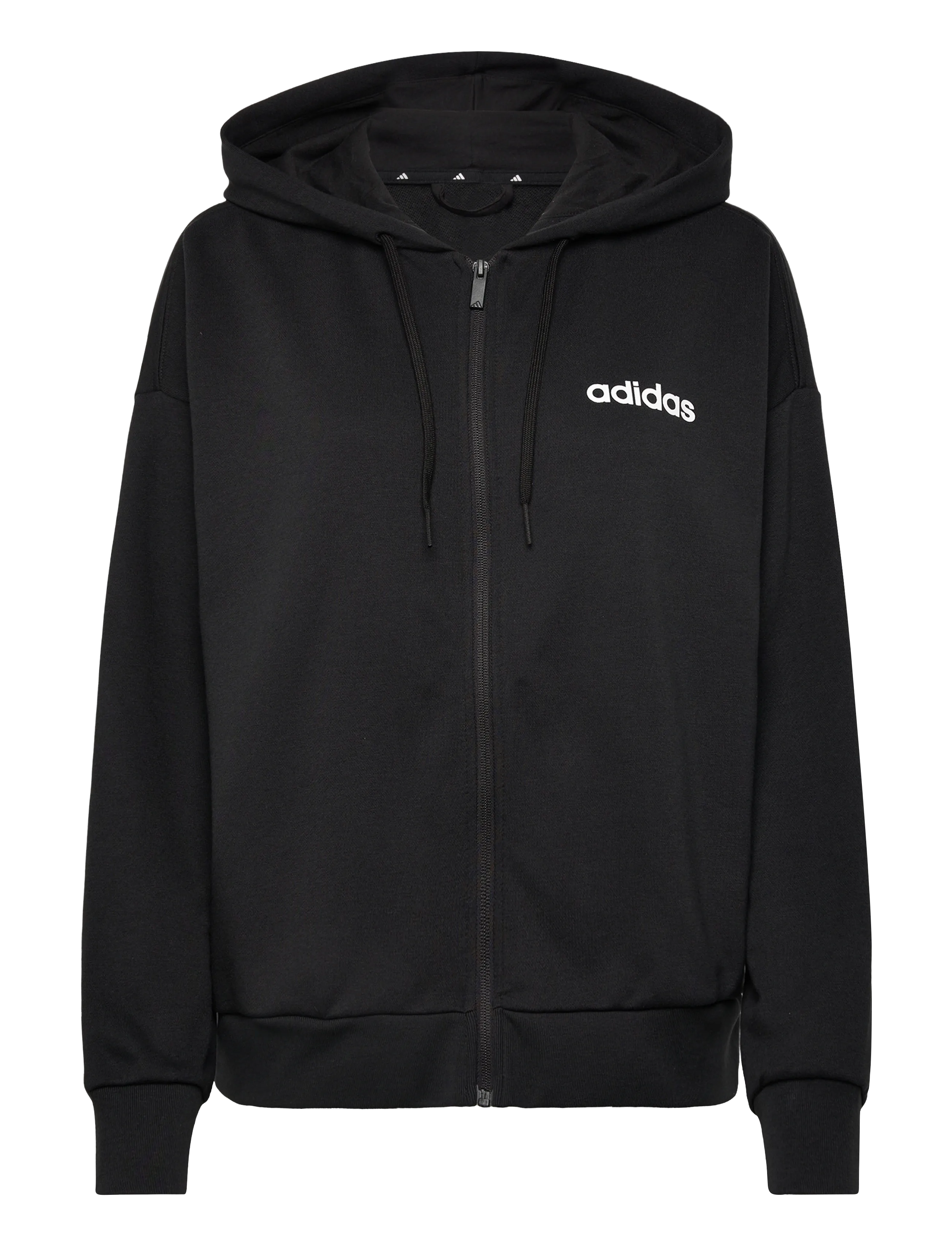 adidas Sportswear W LIN FT FZ HD - Svetarit - BLACK/WHITE / black