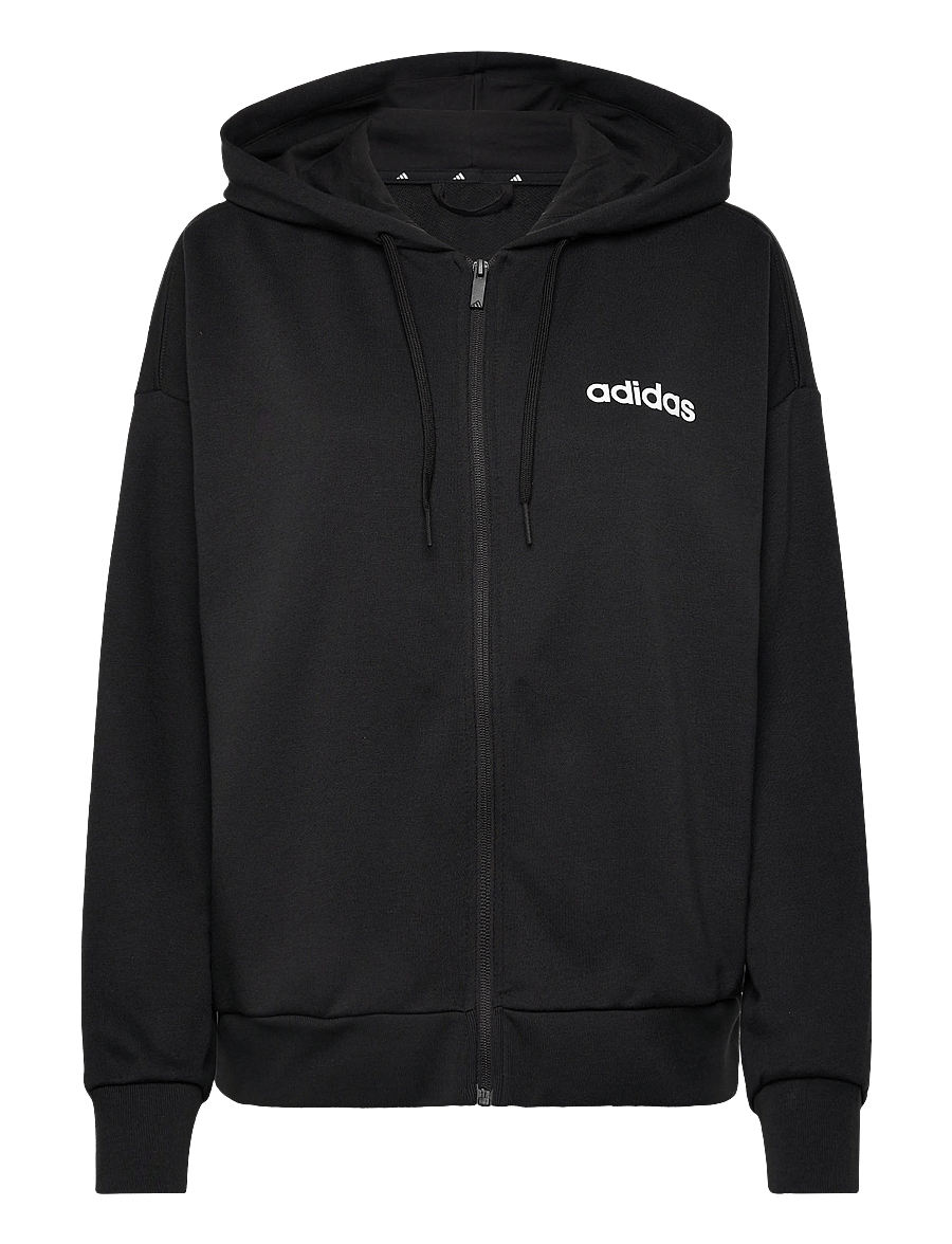 adidas Sportswear - W LIN FT FZ HD - sweatshirts - black/white - 1