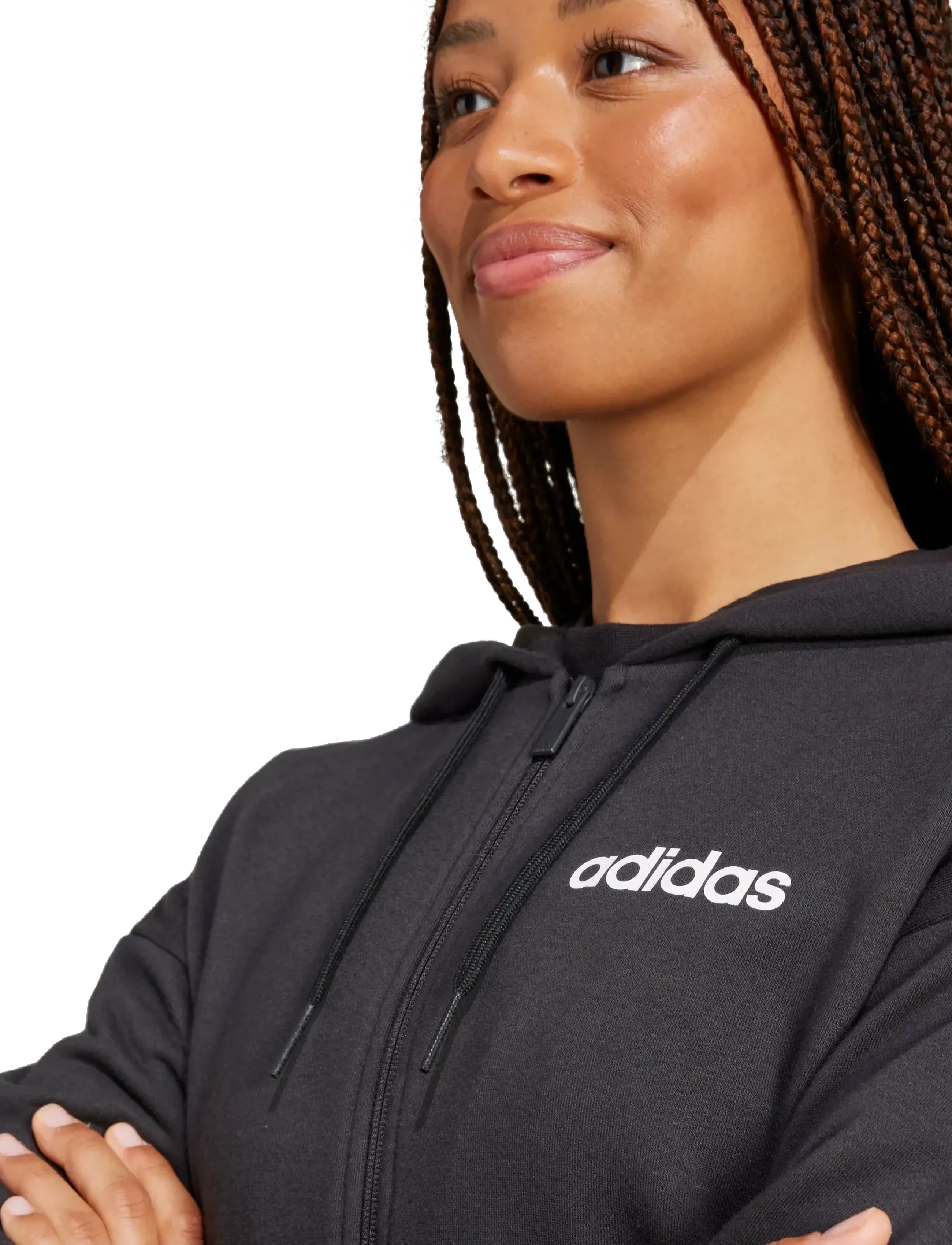 adidas Sportswear - W LIN FT FZ HD - oberteile - black/white - 3