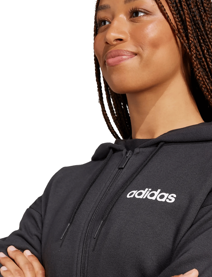 adidas Sportswear - W LIN FT FZ HD - sweatshirts - black/white - 3