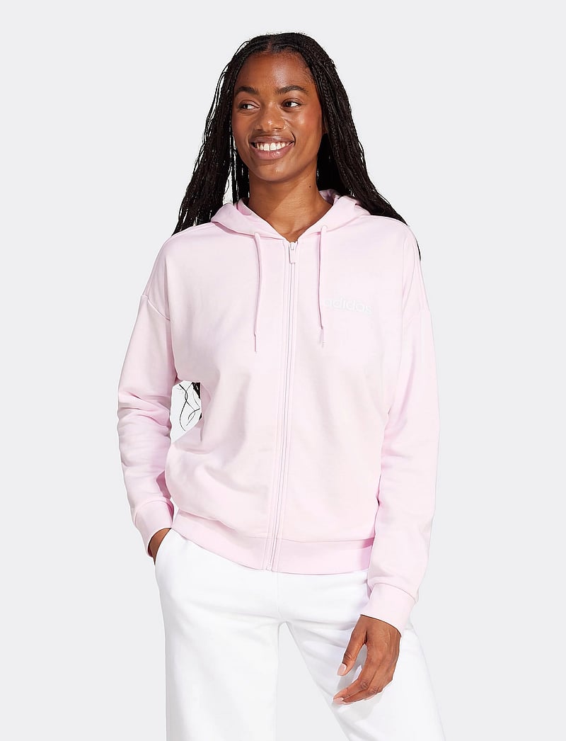 adidas Sportswear - W LIN FT FZ HD - kapuutsiga dressipluusid - clpink/white - 2