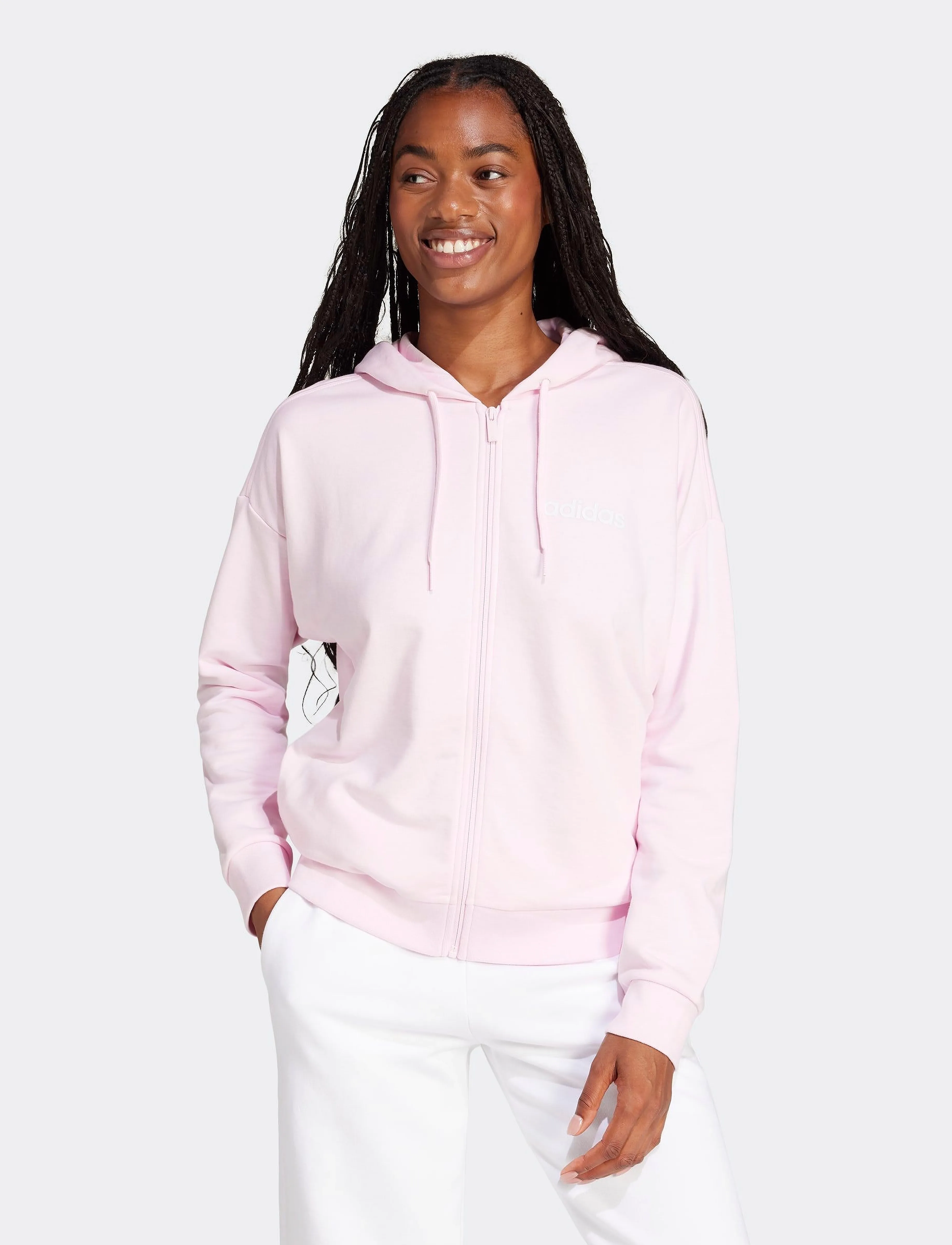 adidas Sportswear - W LIN FT FZ HD - overdele - clpink/white - 2