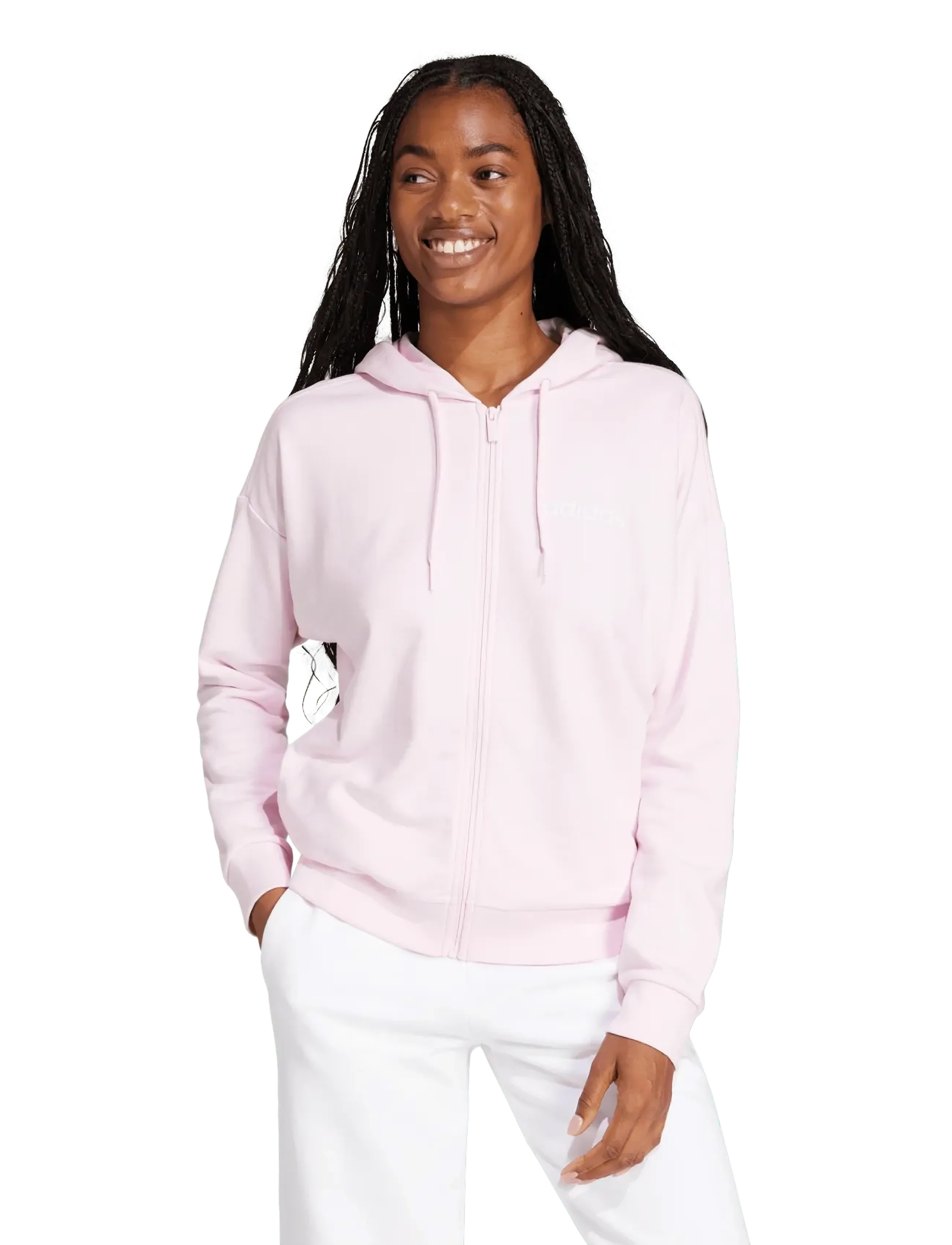 adidas Sportswear - W LIN FT FZ HD - kapuutsiga dressipluusid - clpink/white - 2