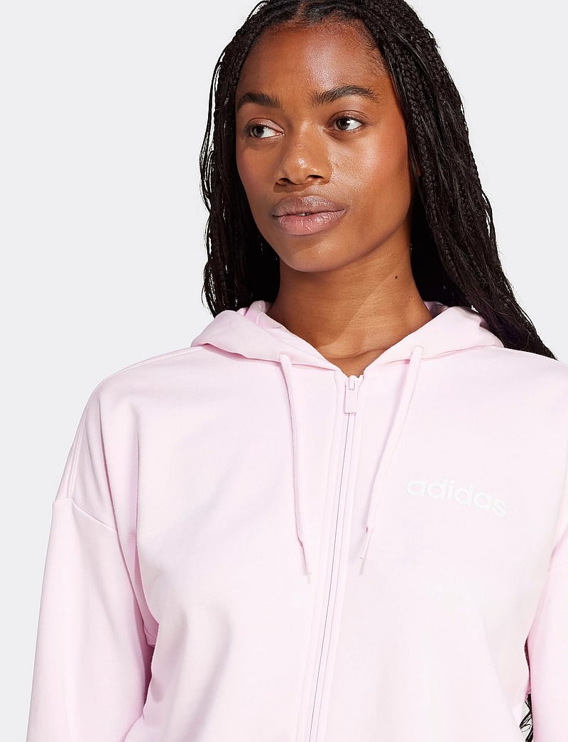 adidas Sportswear - W LIN FT FZ HD - kapuutsiga dressipluusid - clpink/white - 3