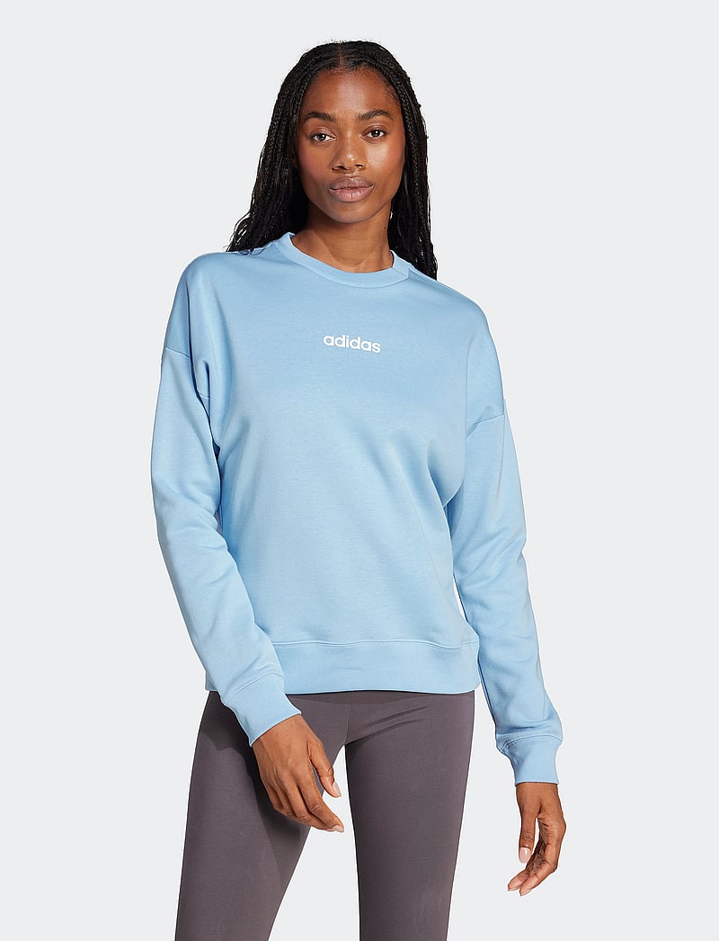 adidas Sportswear - W LIN FT SWT - sweatshirts - globlu/white - 5