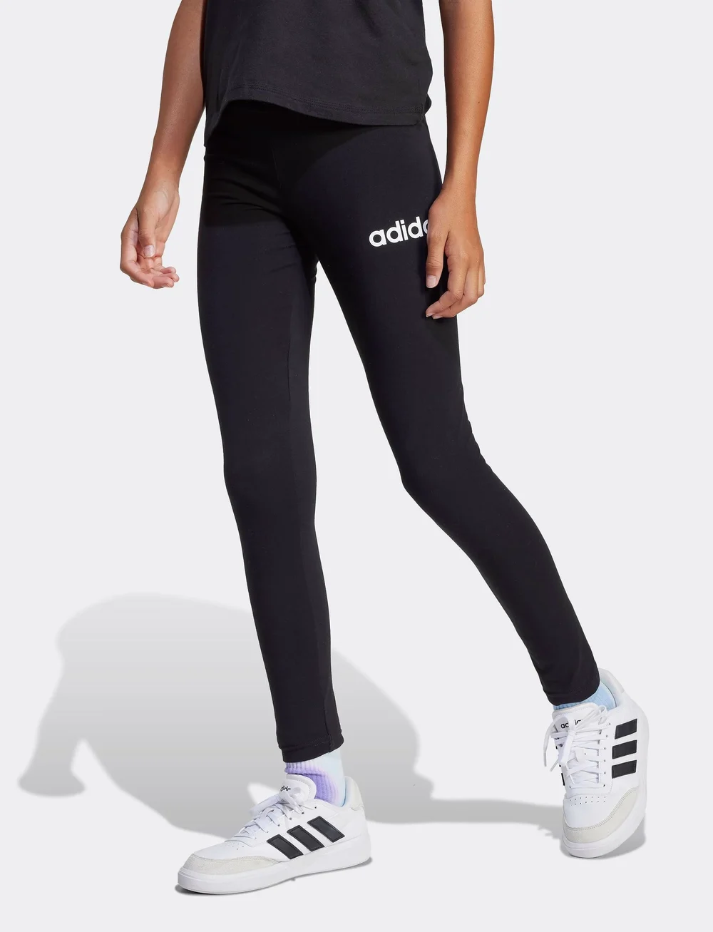 adidas Sportswear - JG LIN LEG 230 - leggings - black/white - 0
