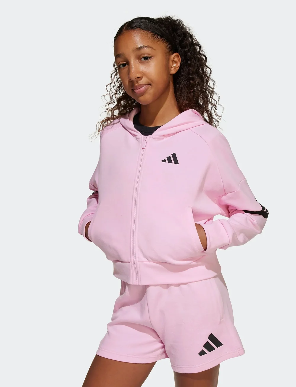 adidas Sportswear - JG FI 3S FZ - kapuzenpullover - trupnk/black - 0