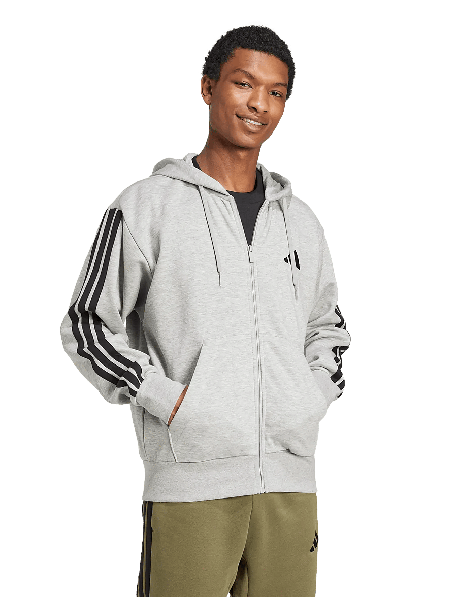 adidas Sportswear - M 3S FL FZ HD - sweatshirts - mgreyh/black - 0