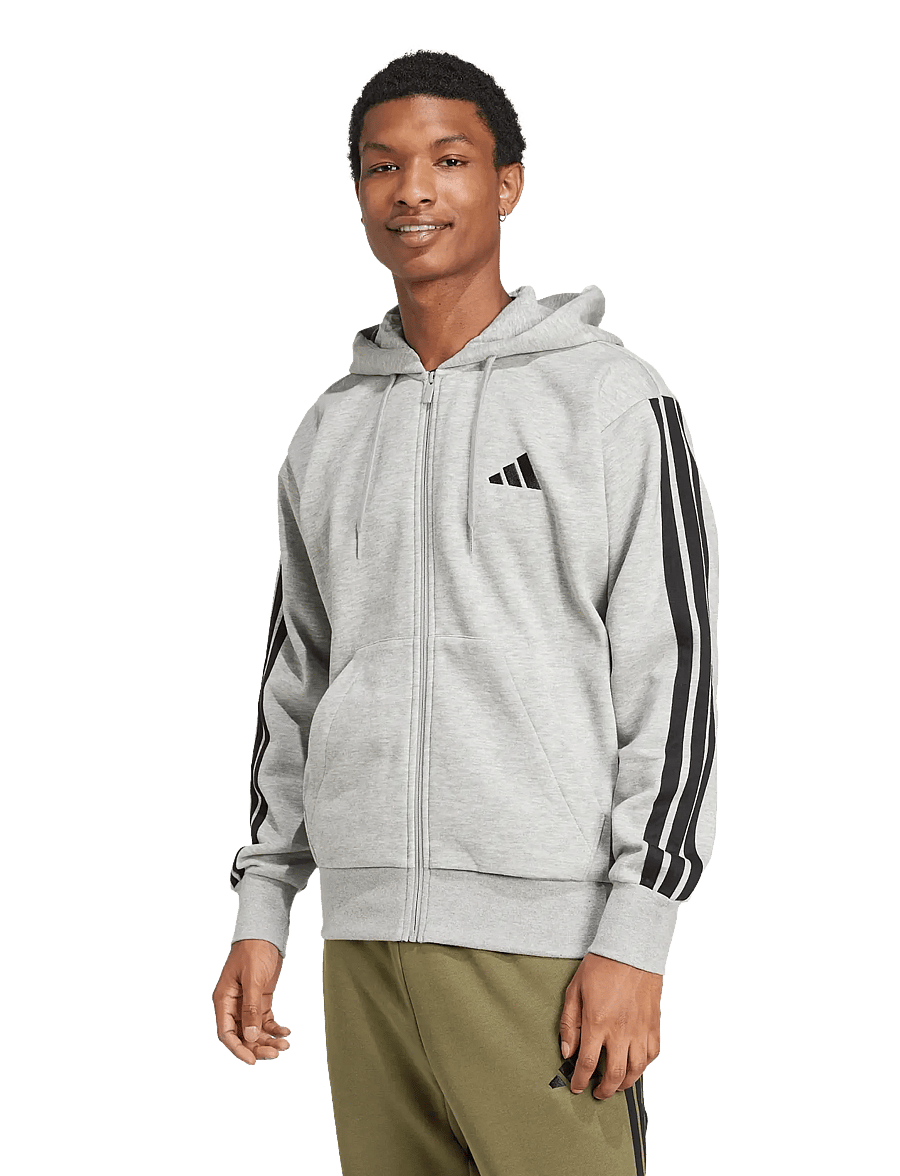 adidas Sportswear - M 3S FL FZ HD - sweatshirts - mgreyh/black - 2