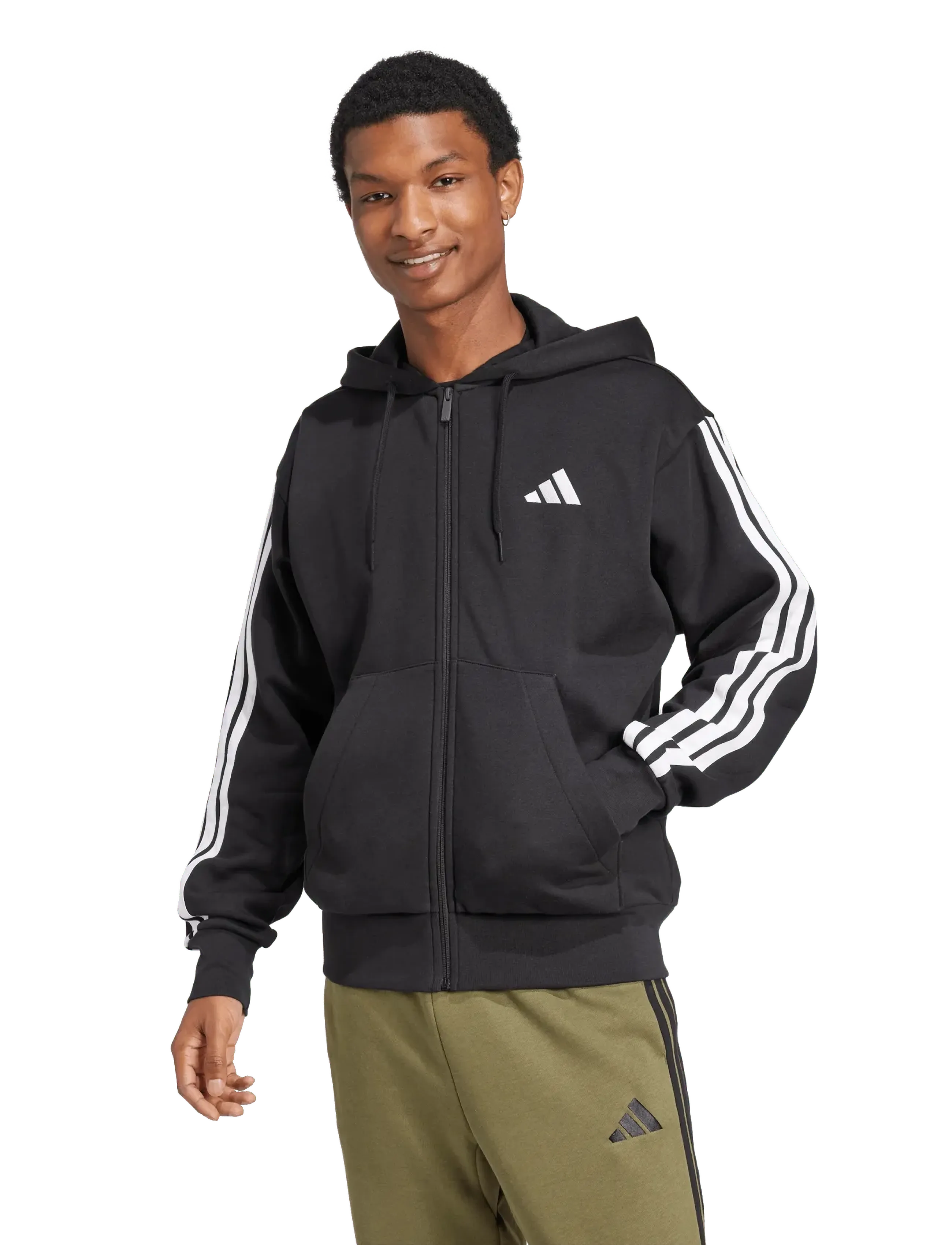adidas Sportswear - M 3S FL FZ HD - oberteile - black/white - 3