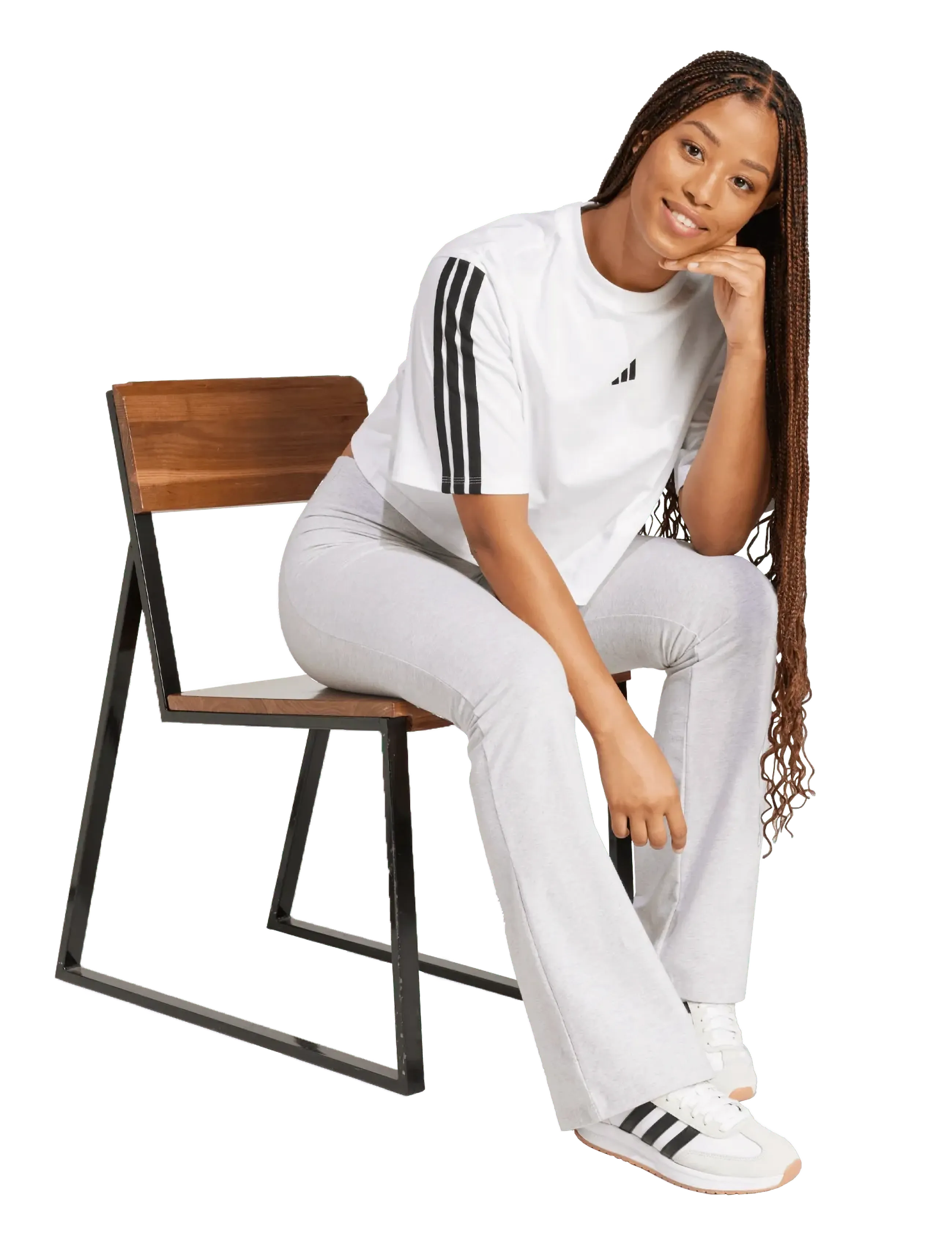 adidas Sportswear W 3S SJ TLR T - T-särgid ja alussärgid - WHITE/BLACK / white