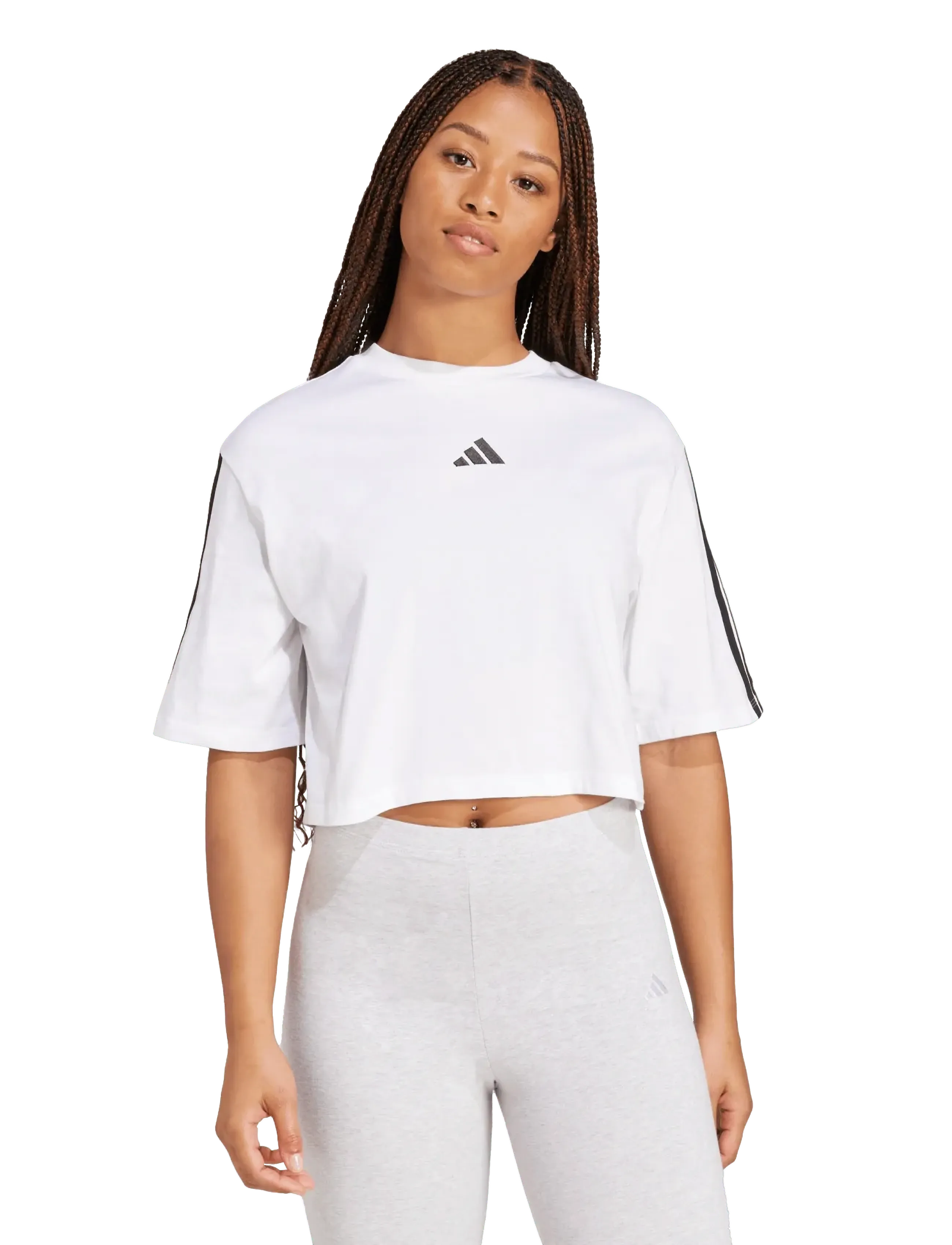 adidas Sportswear - W 3S SJ TLR T - crop-tops - white/black - 5